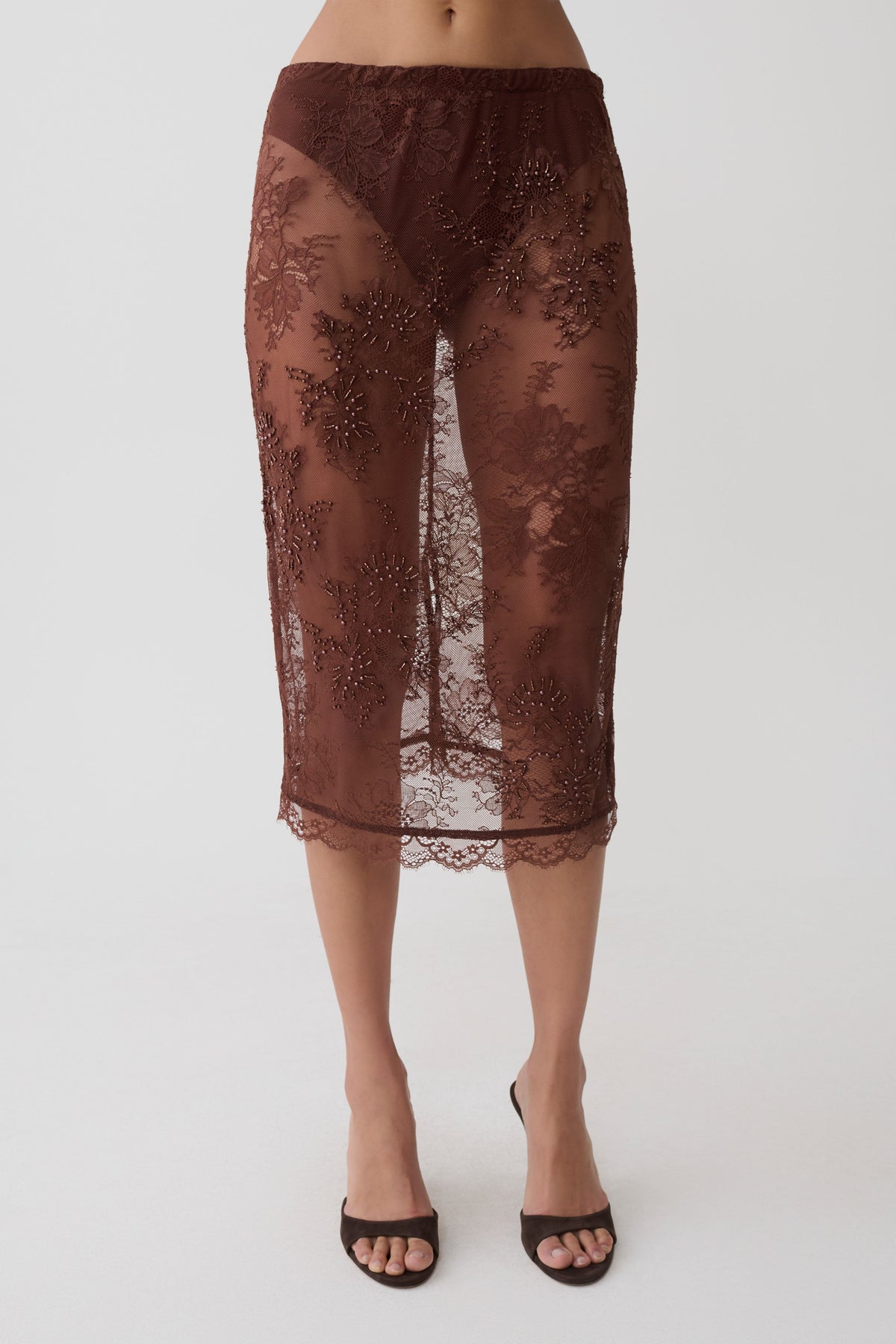 Marcelle Lace Midi Skirt - Dark Chocolate #8
