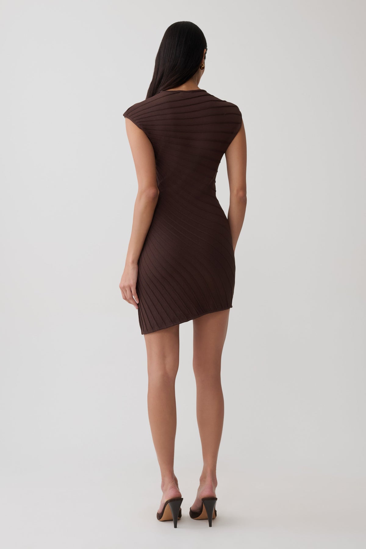 Posy Ribbed Sleeveless Mini Dress - Dark Chocolate #2
