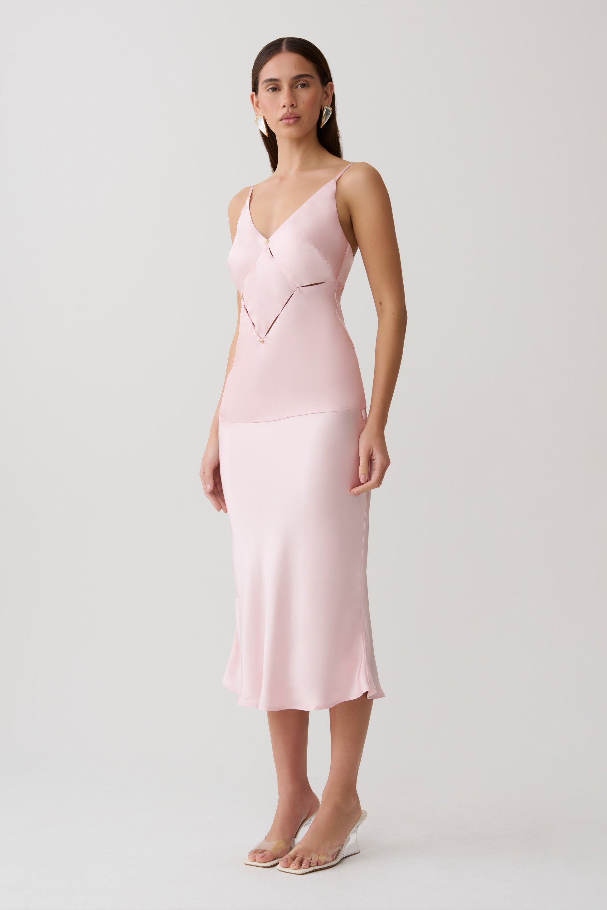 Hattie Satin Sleeveless Top - Pale Pink #4