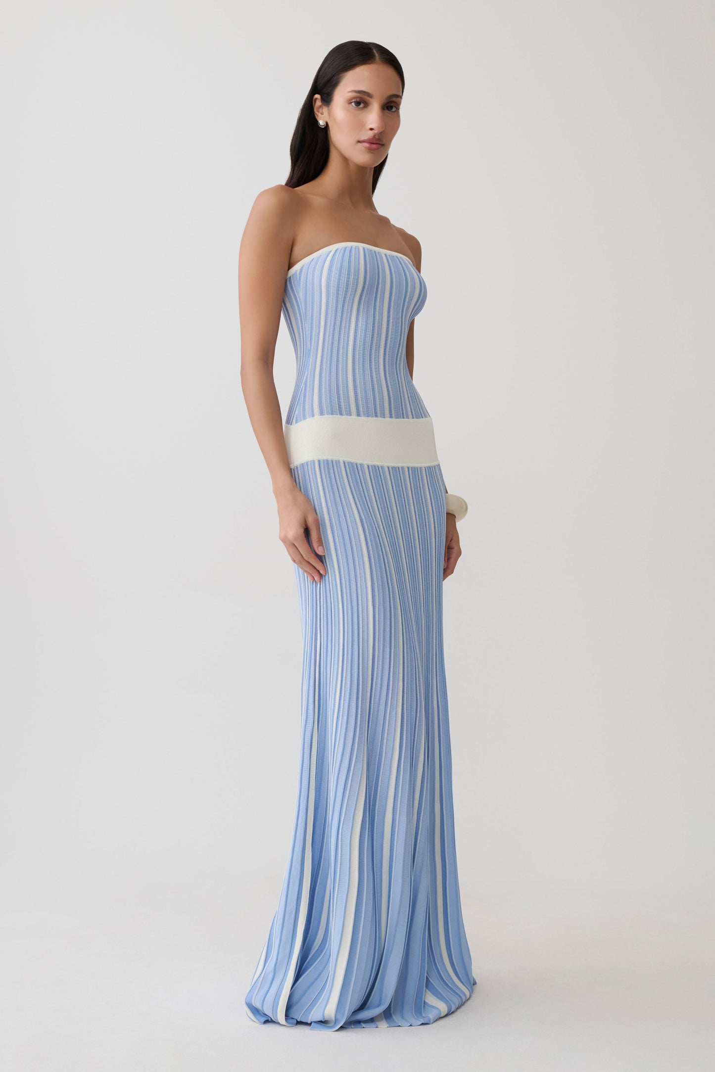 Joyce Stripe Maxi Knit Dress - Blue