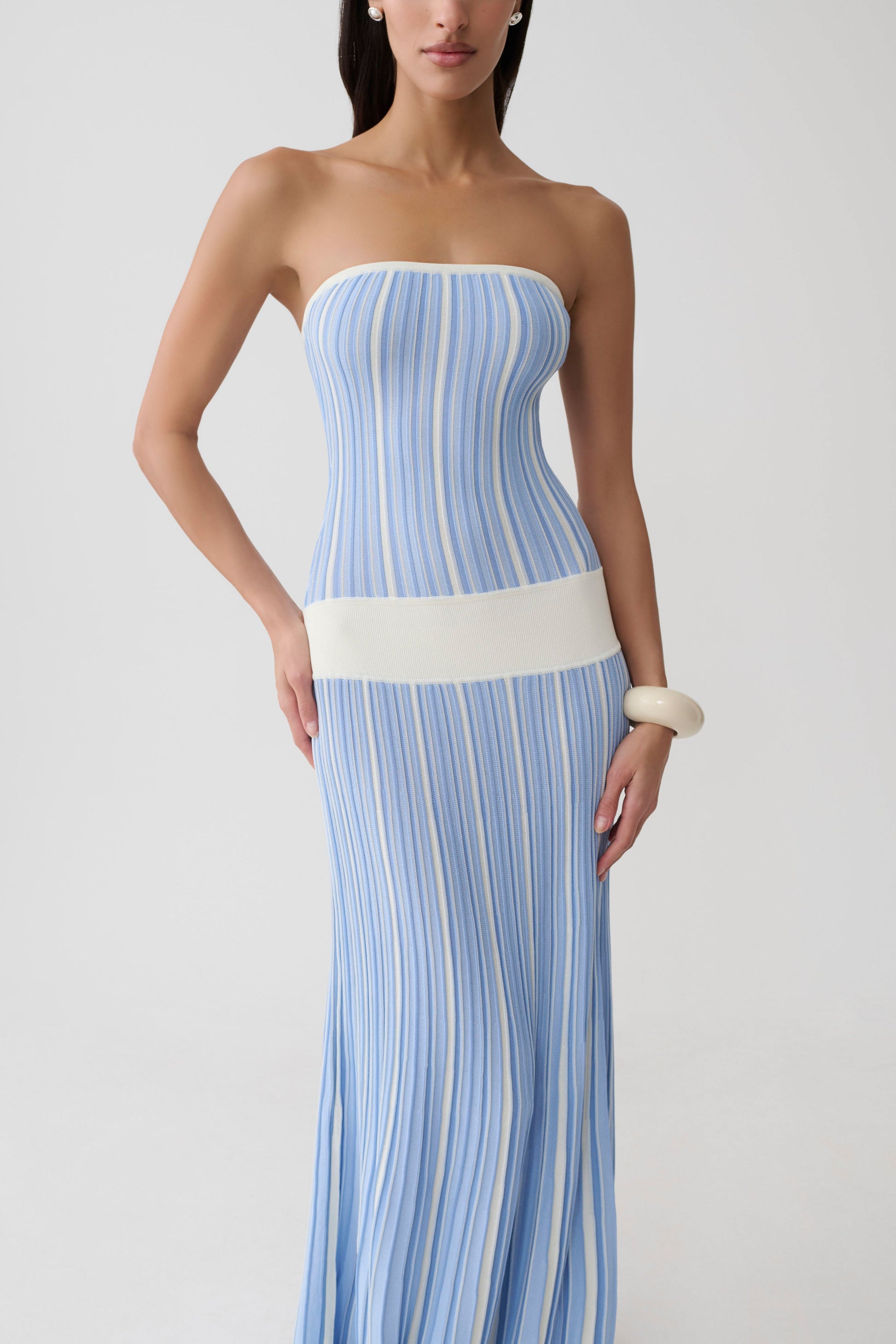 Joyce Stripe Maxi Knit Dress - Blue #7