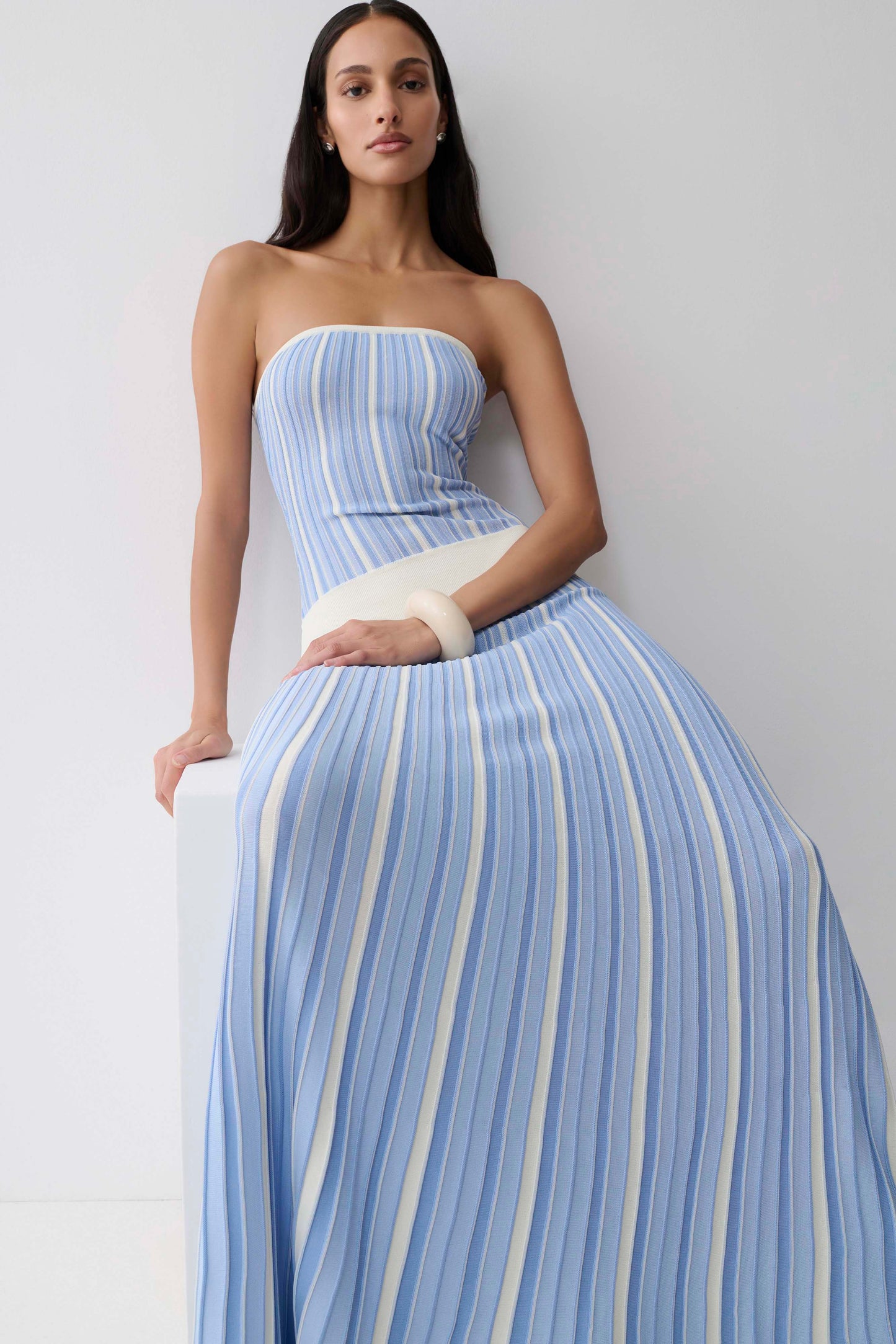Joyce Stripe Maxi Knit Dress - Blue