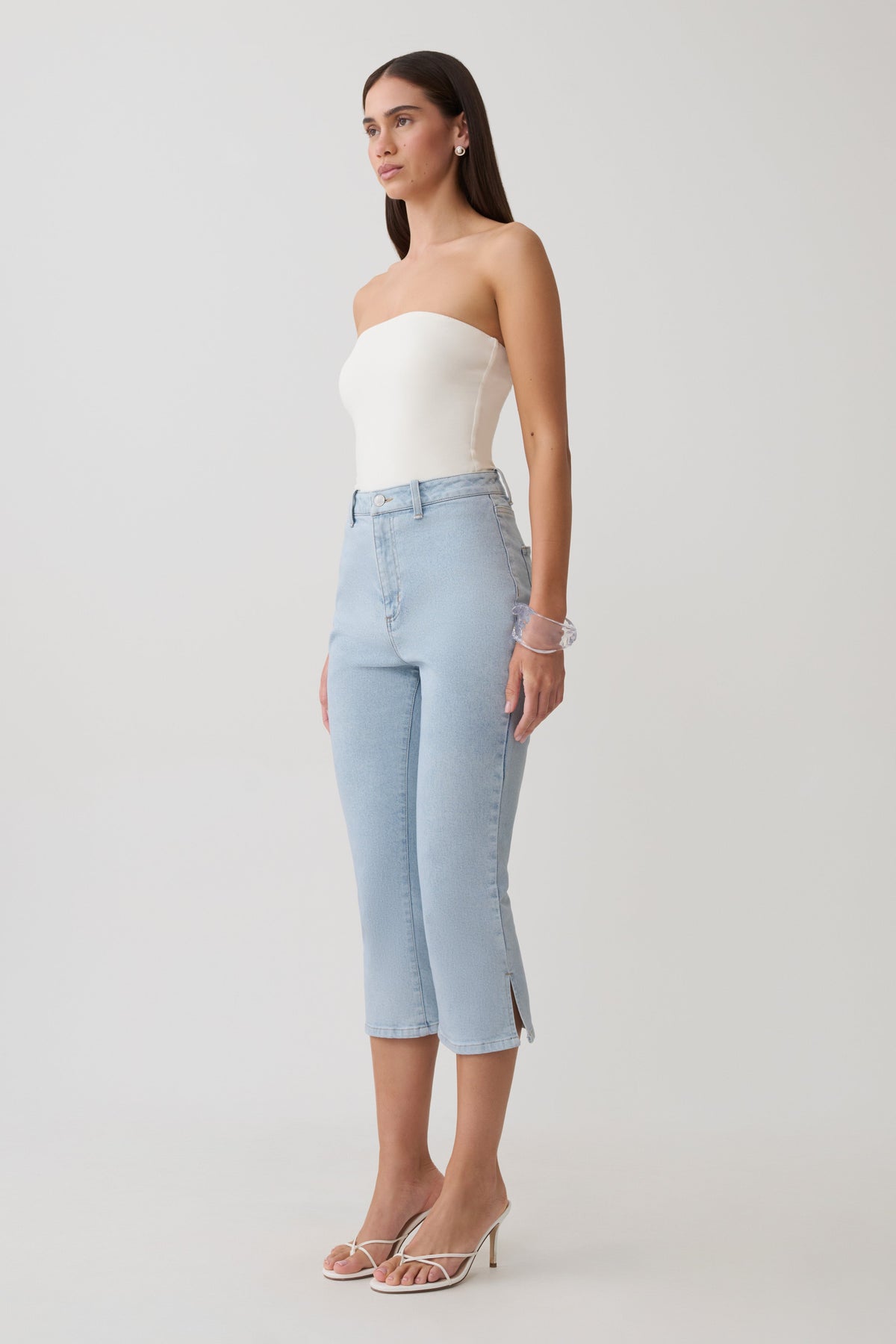 Mary Denim Capris - Light Blue #3