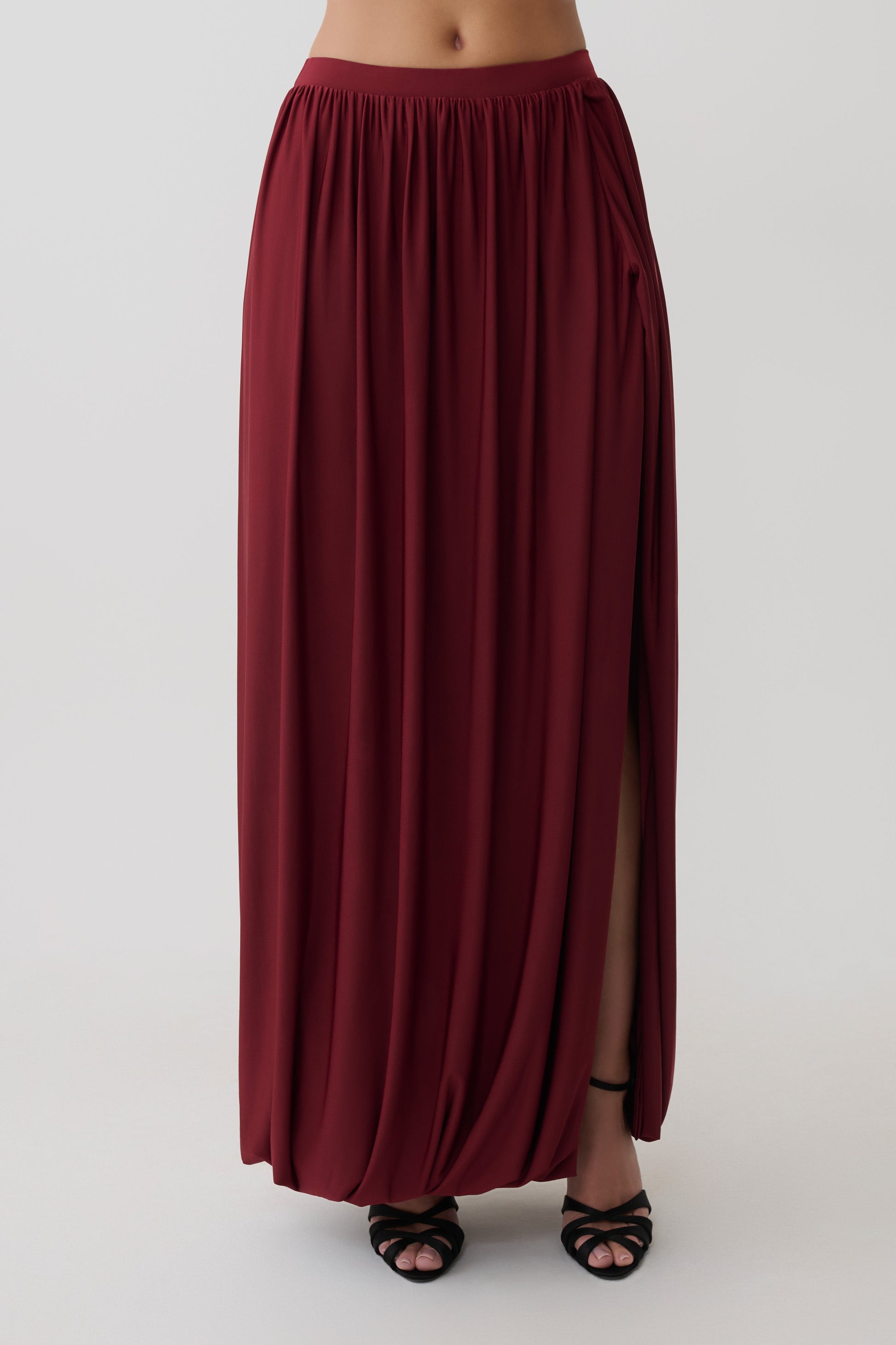 Banks Bubble Hem Midi Skirt - Wine #9