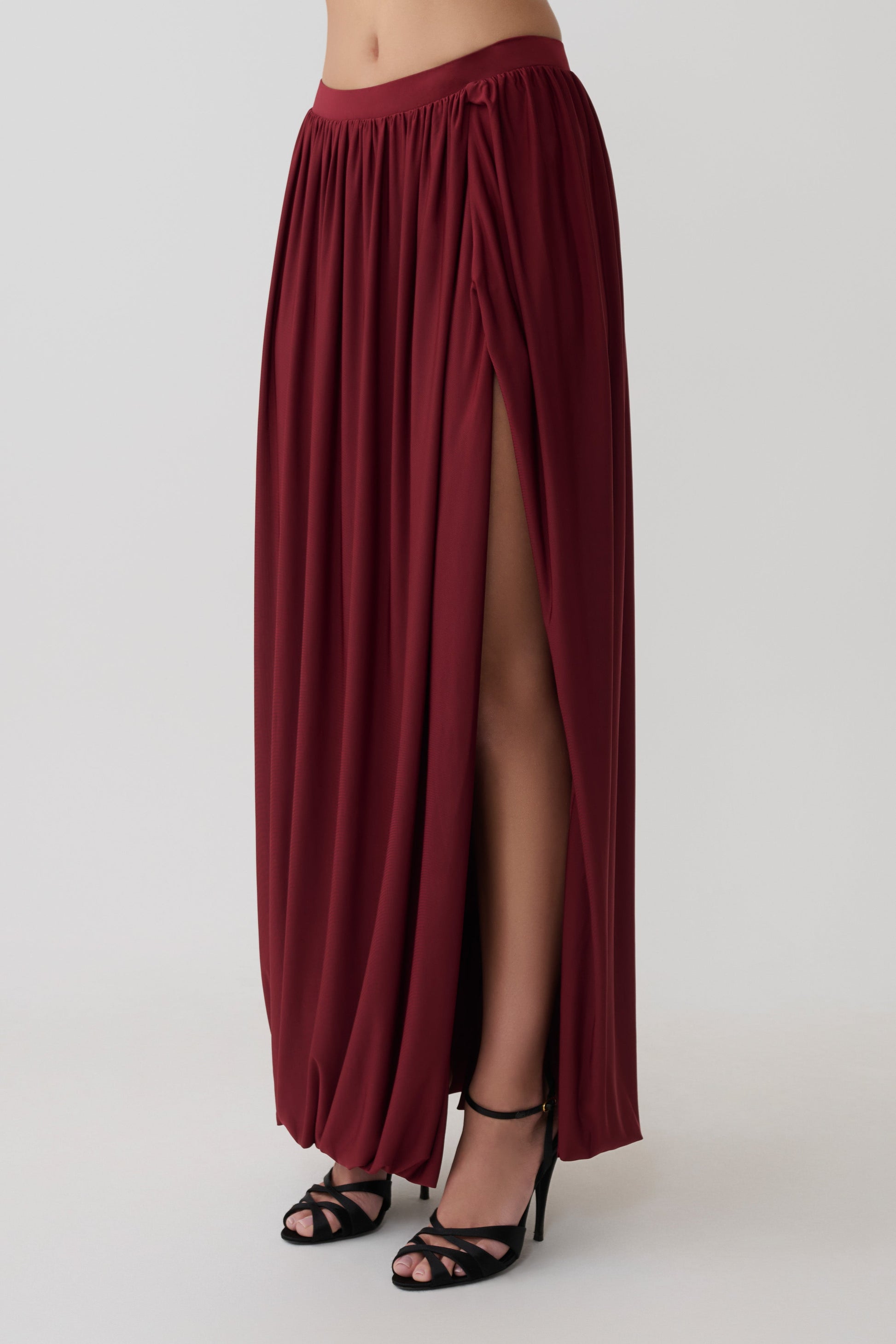 Banks Bubble Hem Midi Skirt - Wine #7