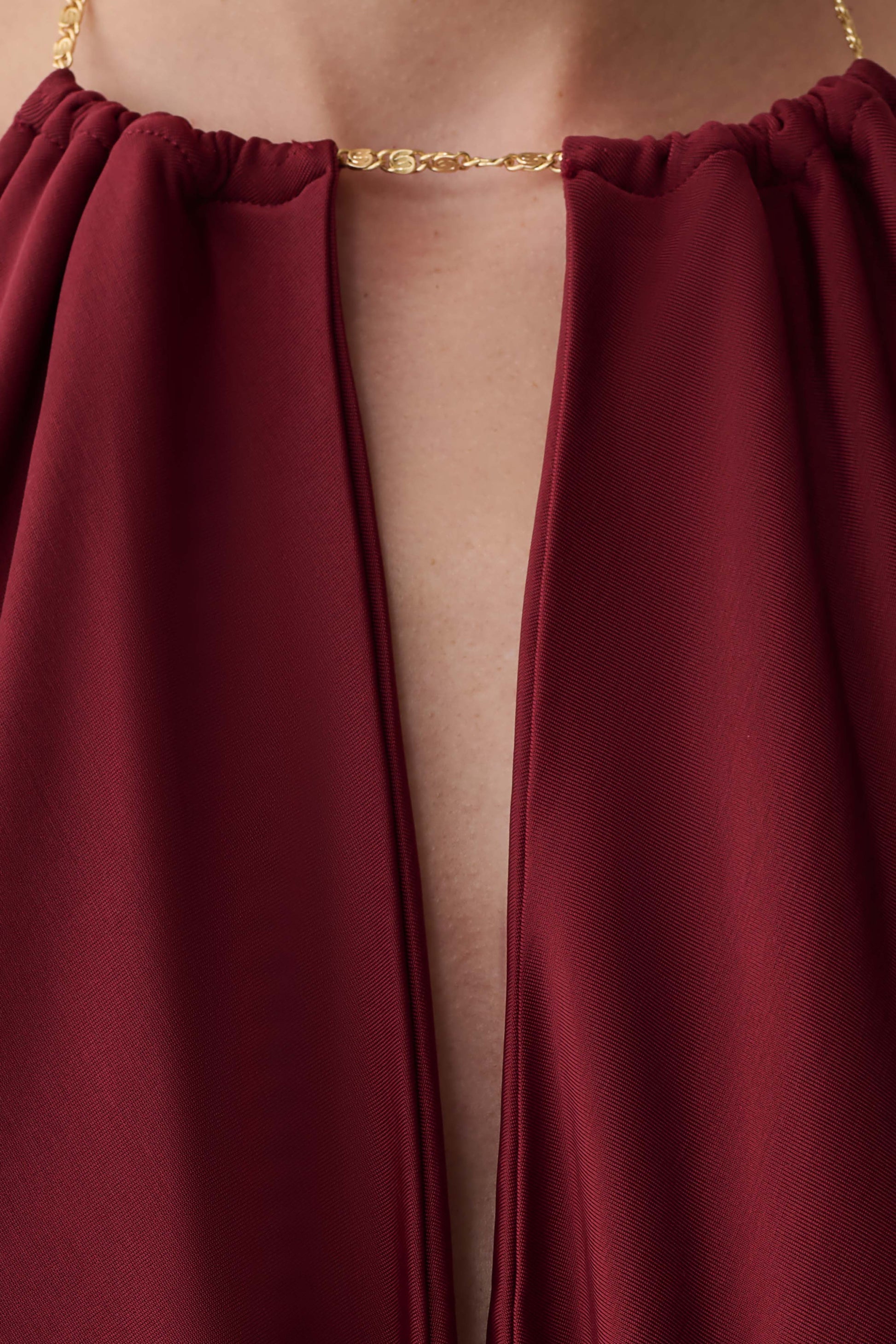 Banks Halter Neck Top With Hardware - Wine #7