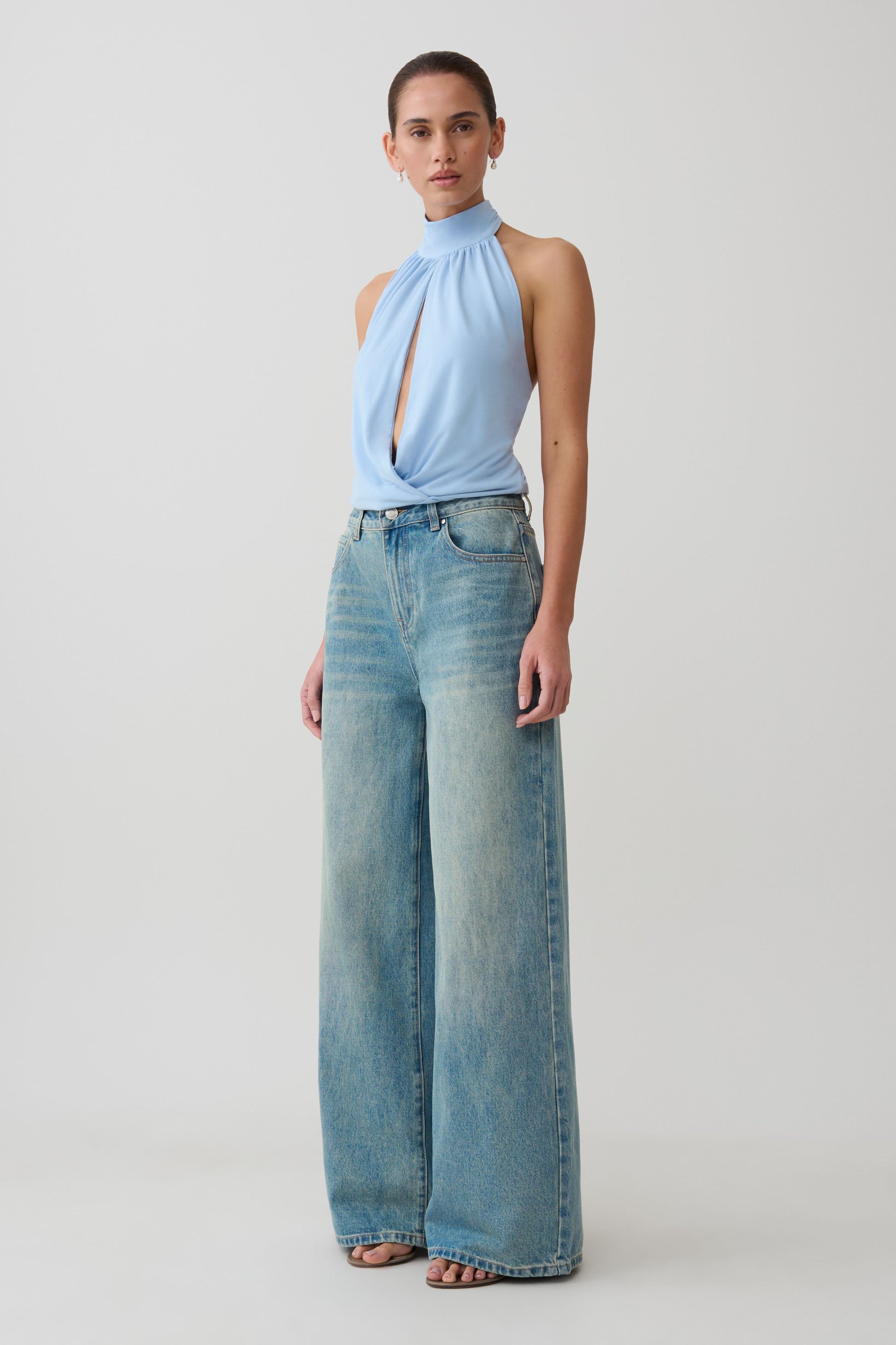 Maki Viscose Sleeveless Halter Top - Blue #4