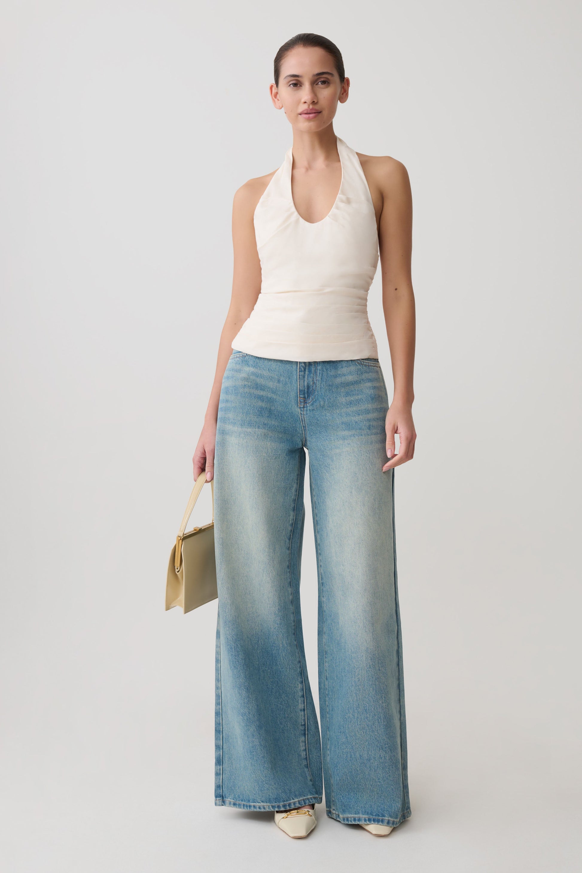 Daniela Ruched Halter Top - Ivory #7