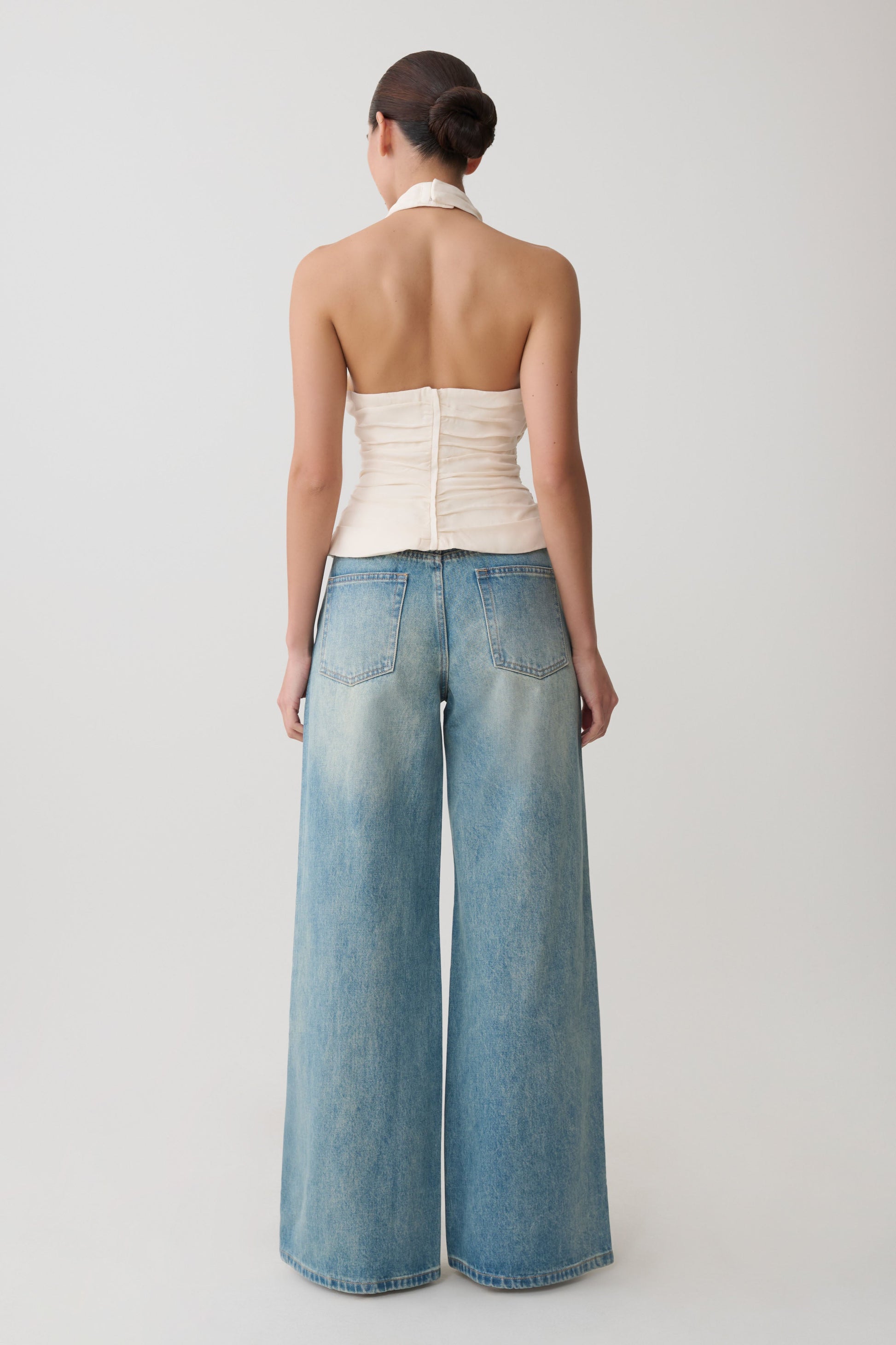 Daniela Ruched Halter Top - Ivory #5