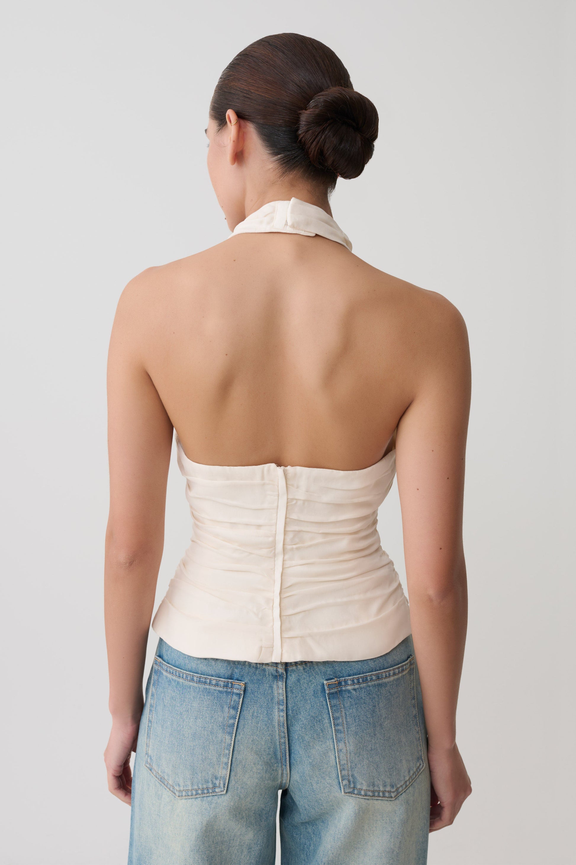 Daniela Ruched Halter Top - Ivory #2