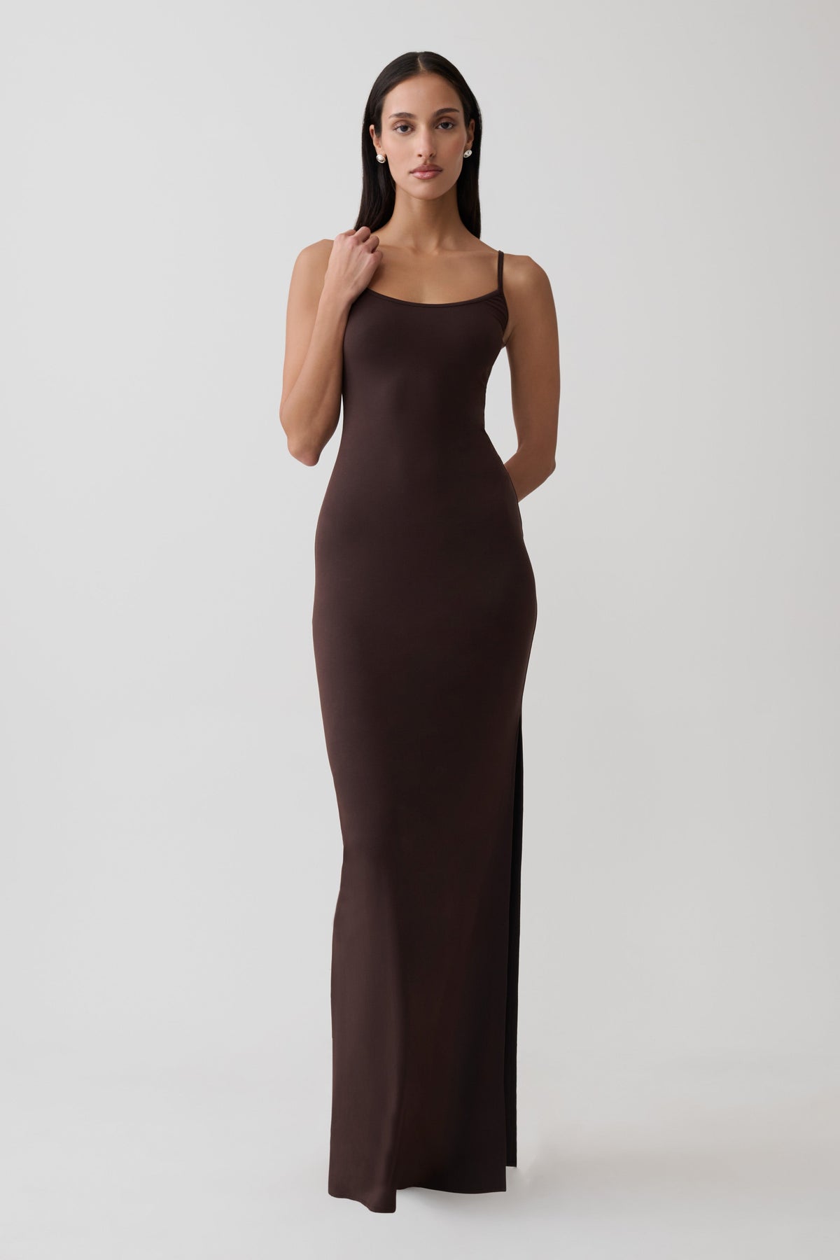 Erve Peached Jersey Maxi Dress - Chocolate #5