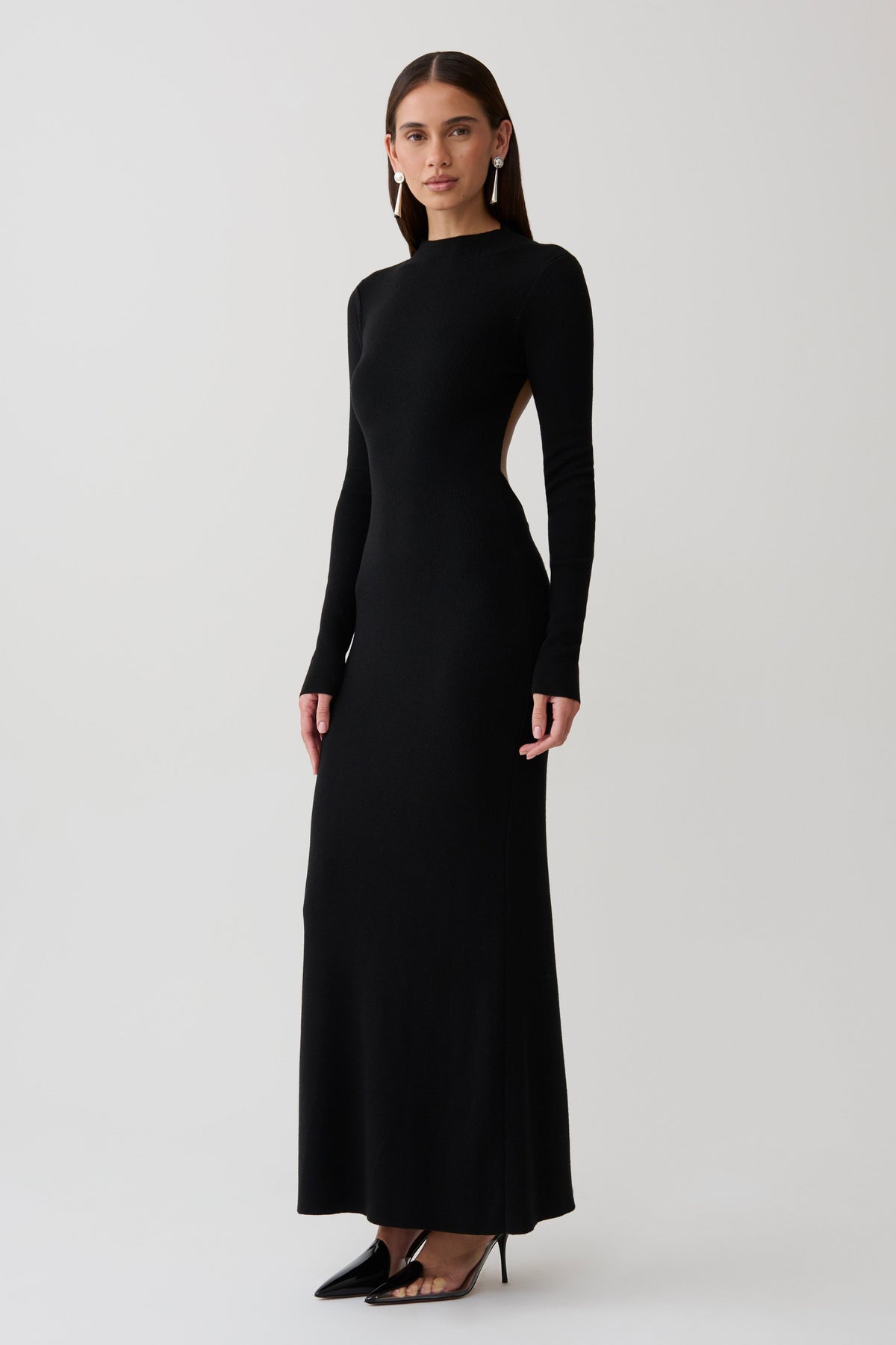 Rowan Long Sleeve Knit Maxi Dress - Black #6