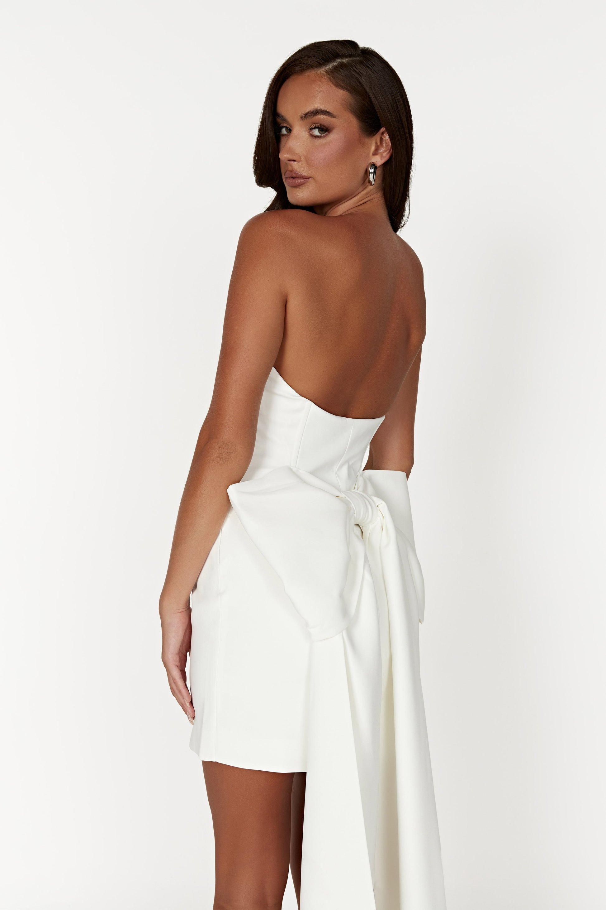 Meredith Strapless Bow Mini Dress - White #5