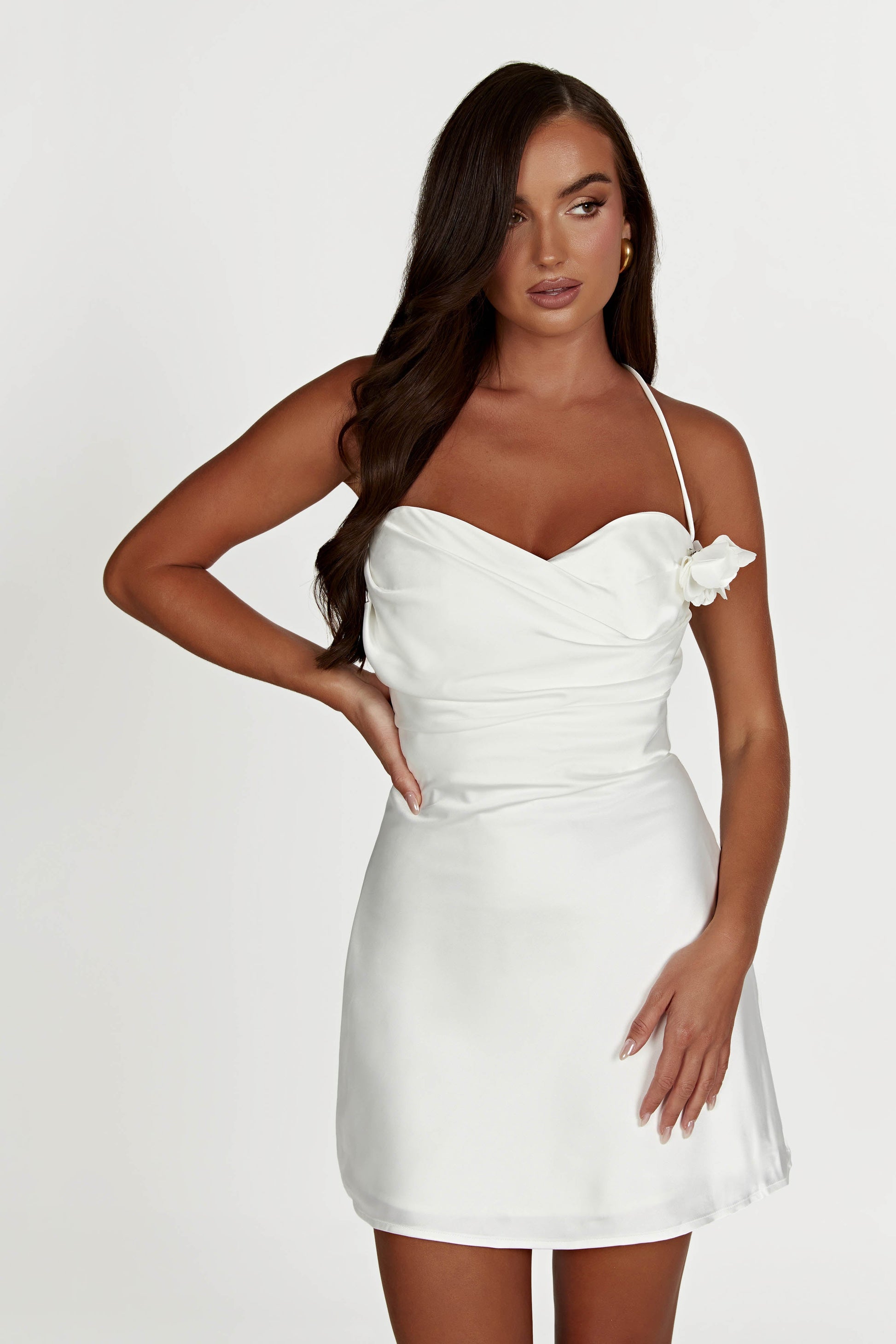 Otillie Rose Halter Mini Dress - White #9