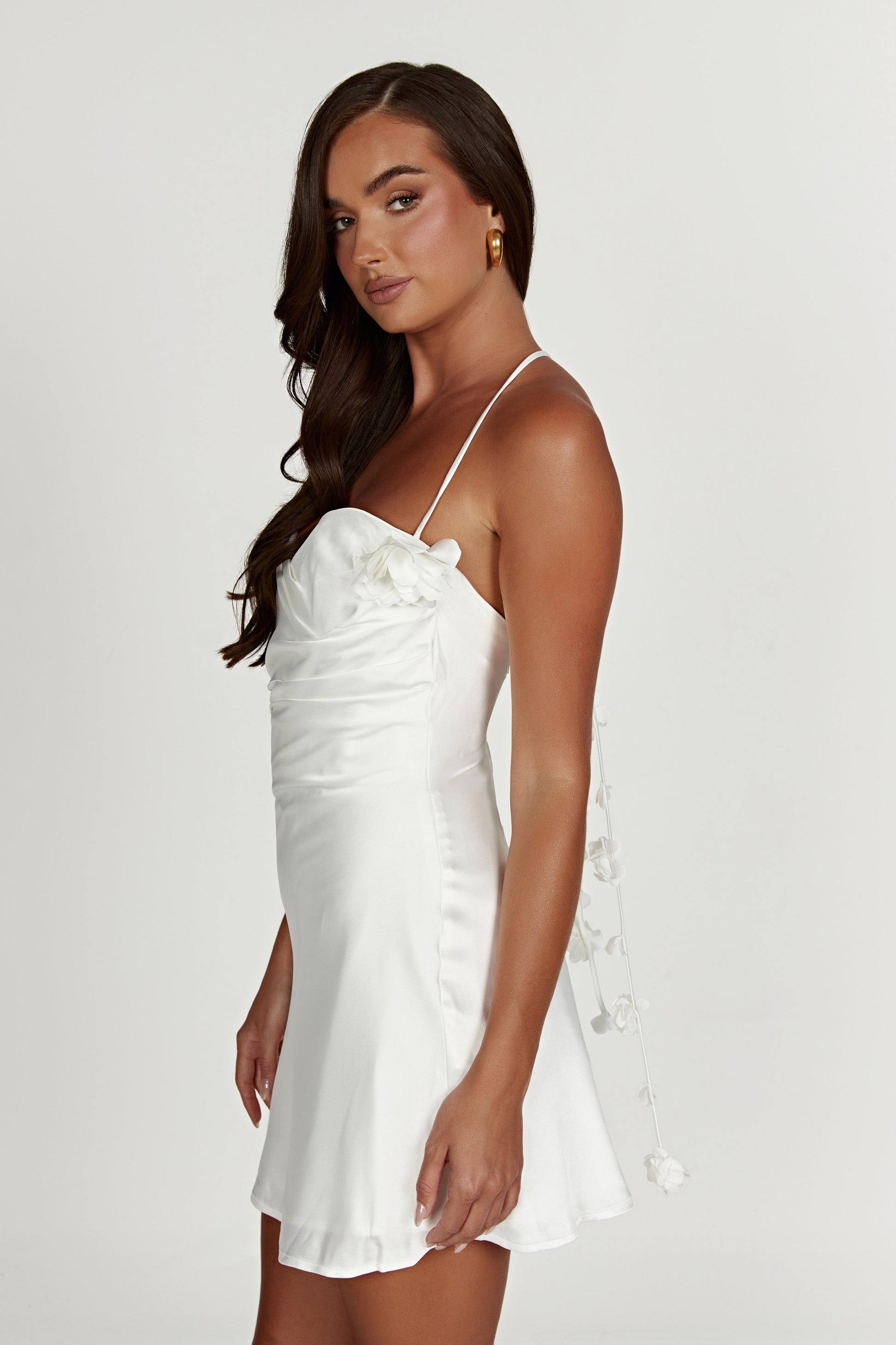 Otillie Rose Halter Mini Dress - White #7