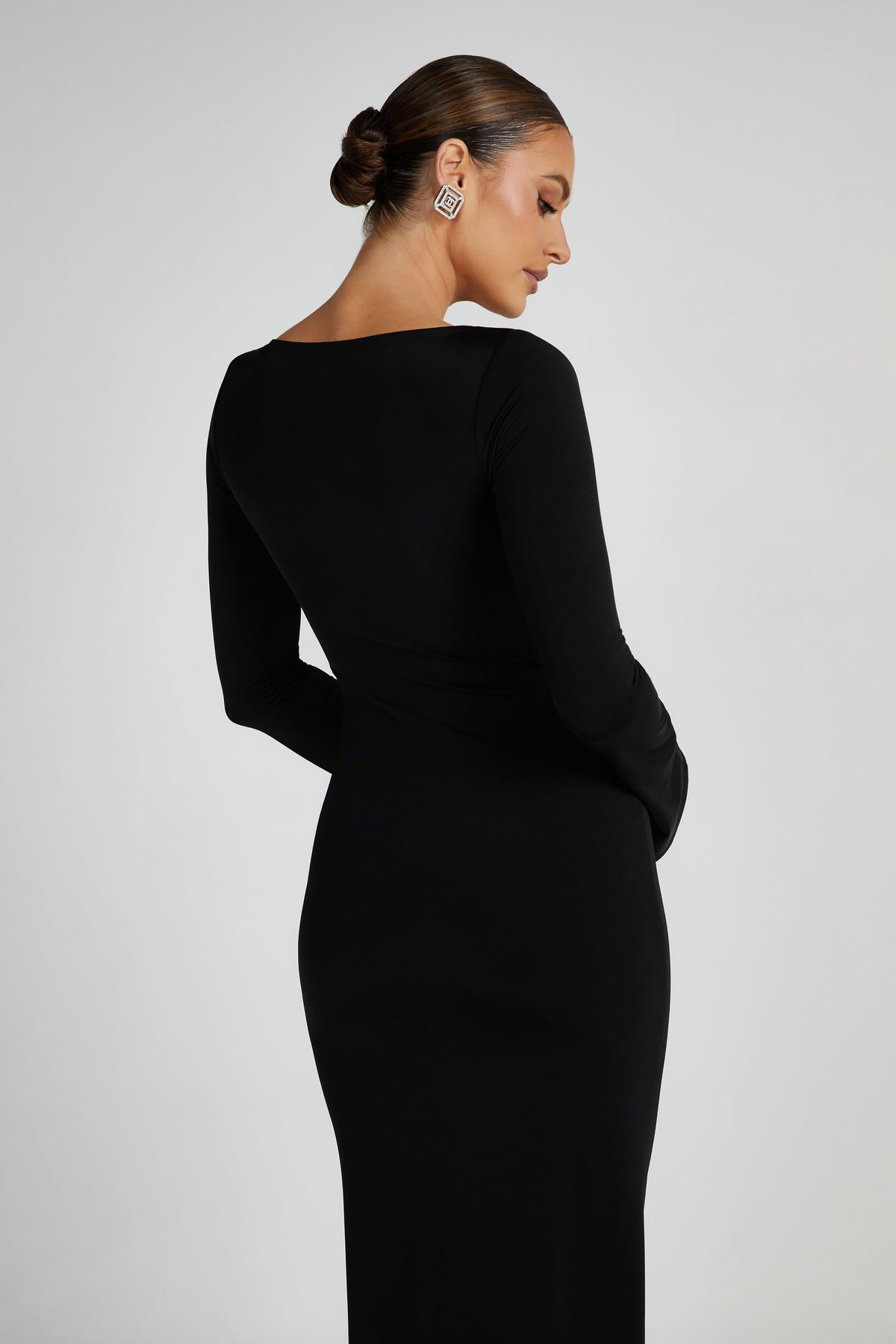 Tarna Slinky Fishtail Maxi Dress - Black #6