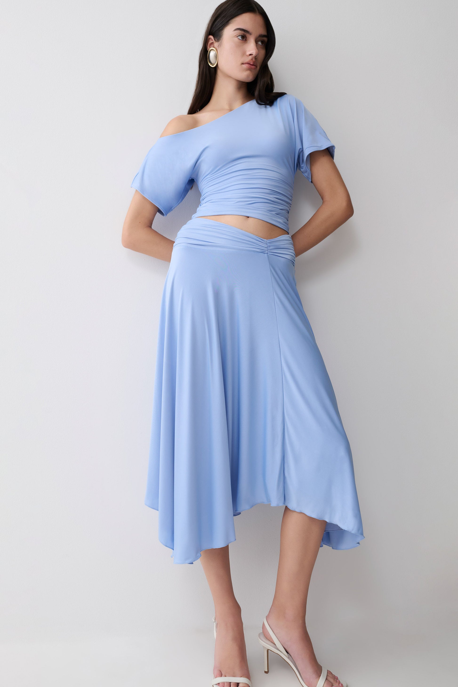 Luu Off Shoulder Slinky Top - Sea Blue #8