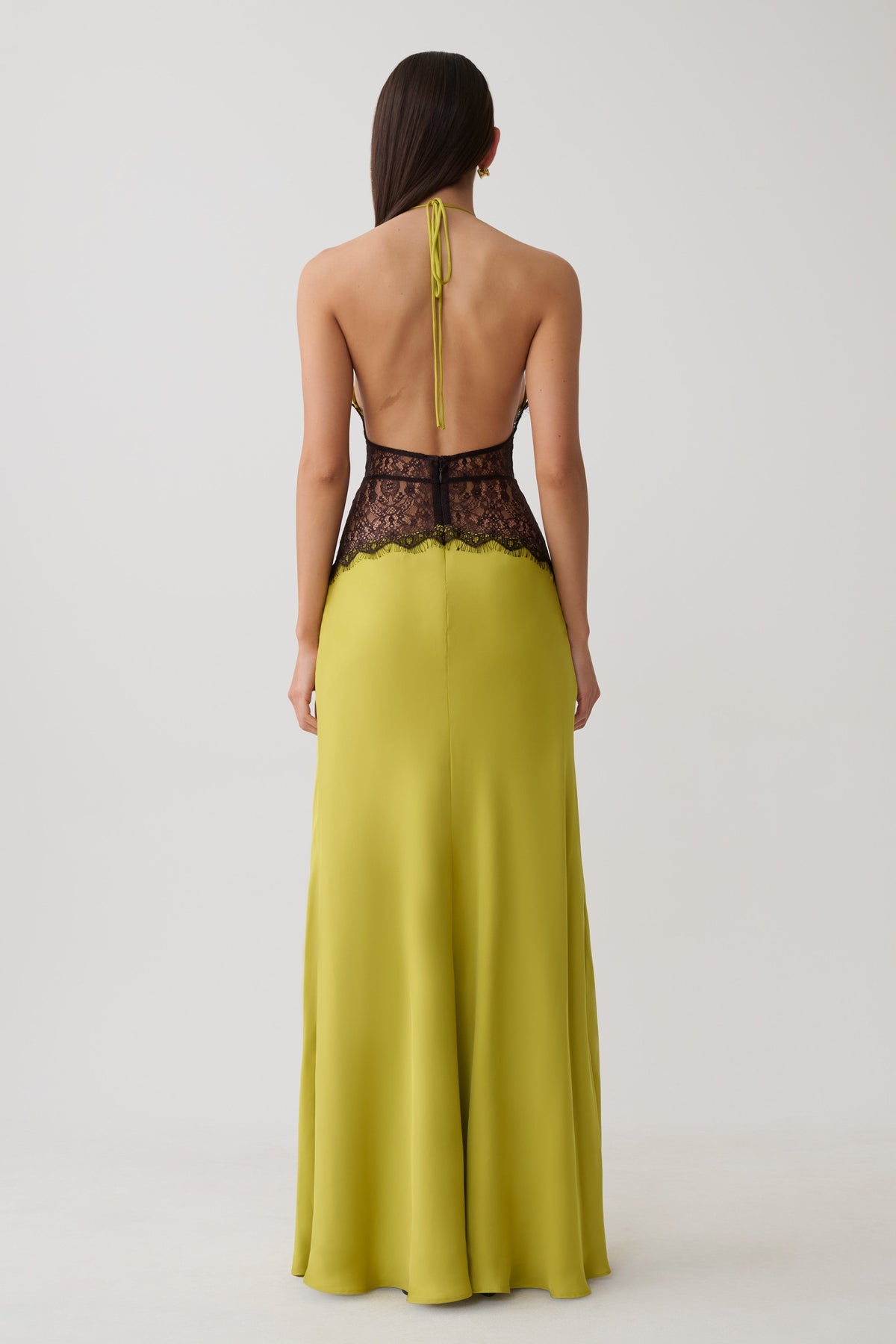 Dinah Lace And Satin Maxi Dress - Chartreuse #2