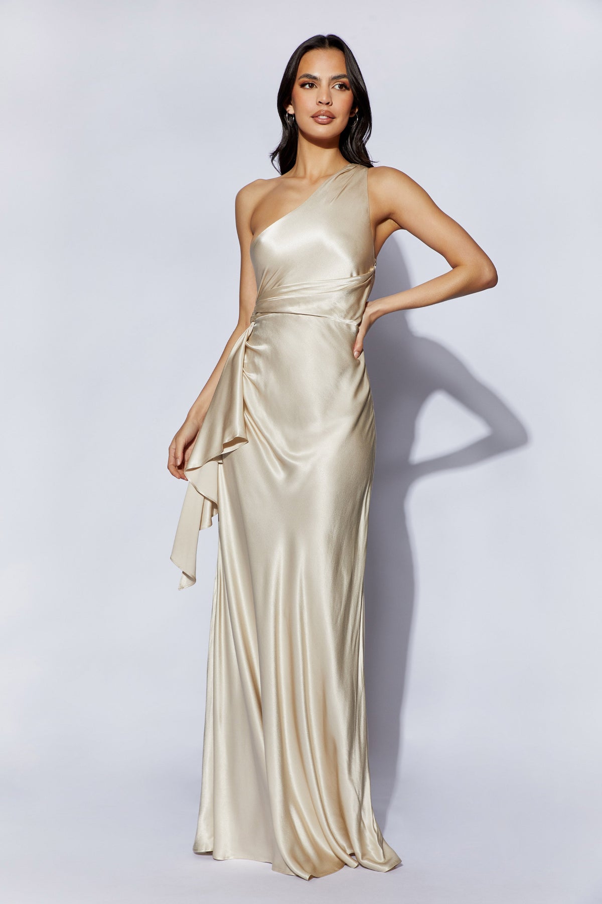 Calliope One Shoulder Maxi Dress - Blush Gold #5