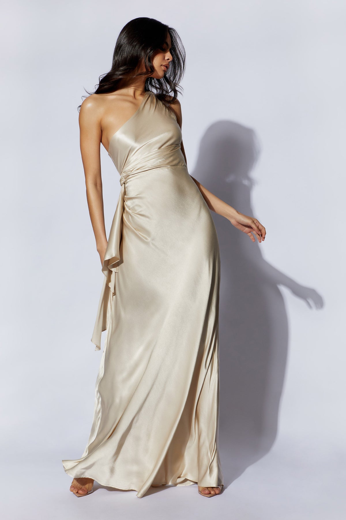 Calliope One Shoulder Maxi Dress - Blush Gold #9