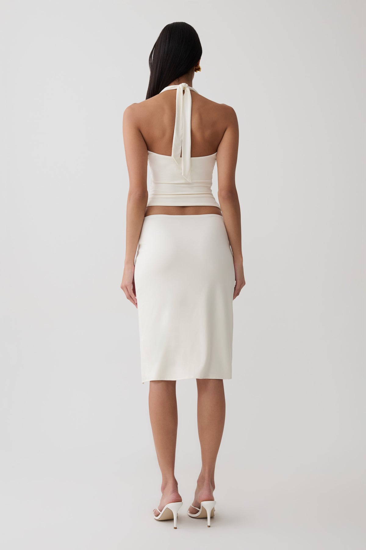 Daine Peached Jersey Halter Top - Ivory