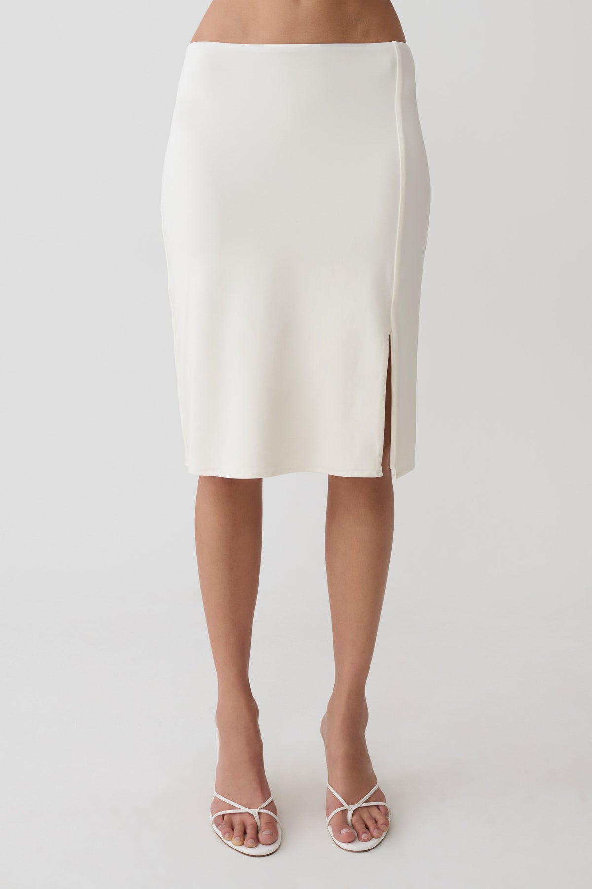 Elio Peached Jersey Midi Skirt - Ivory #9