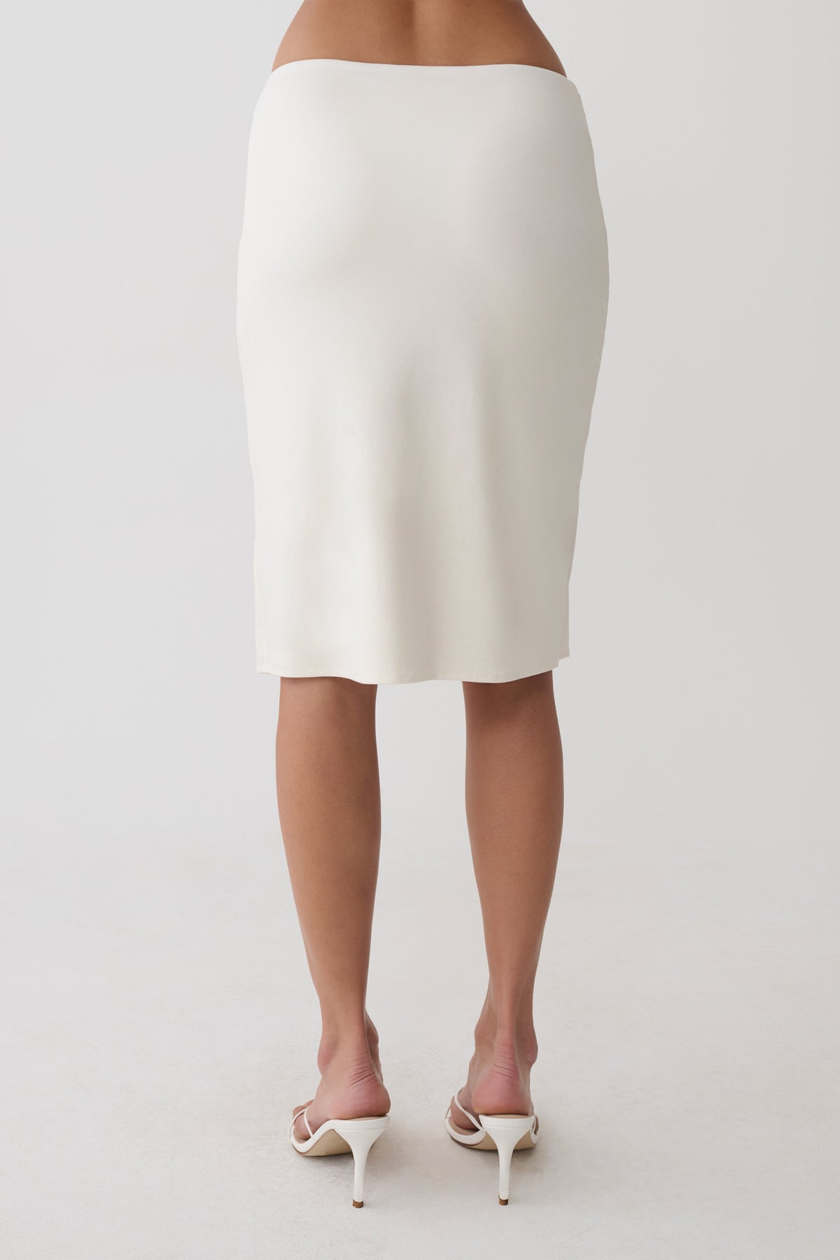 Elio Peached Jersey Midi Skirt - Ivory #7