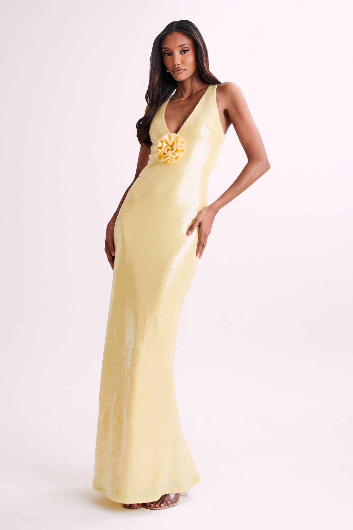 Eliza Rose Sequin Maxi Dress - Lemon #6