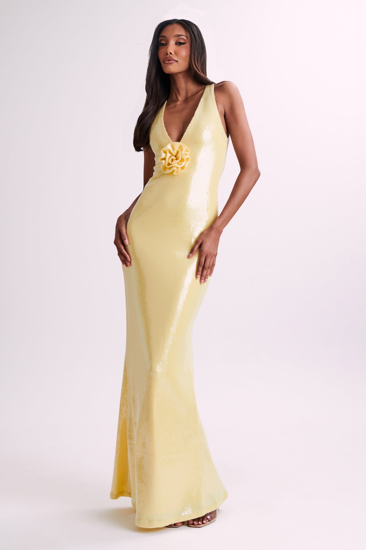 Eliza Rose Sequin Maxi Dress - Lemon #8