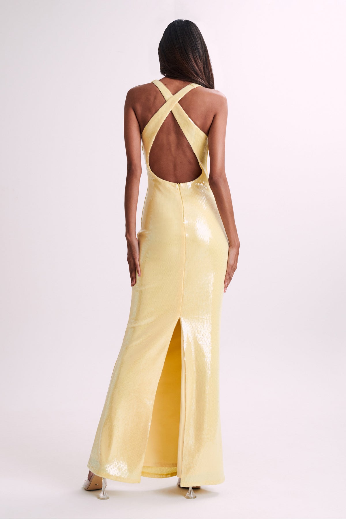 Eliza Rose Sequin Maxi Dress - Lemon #5