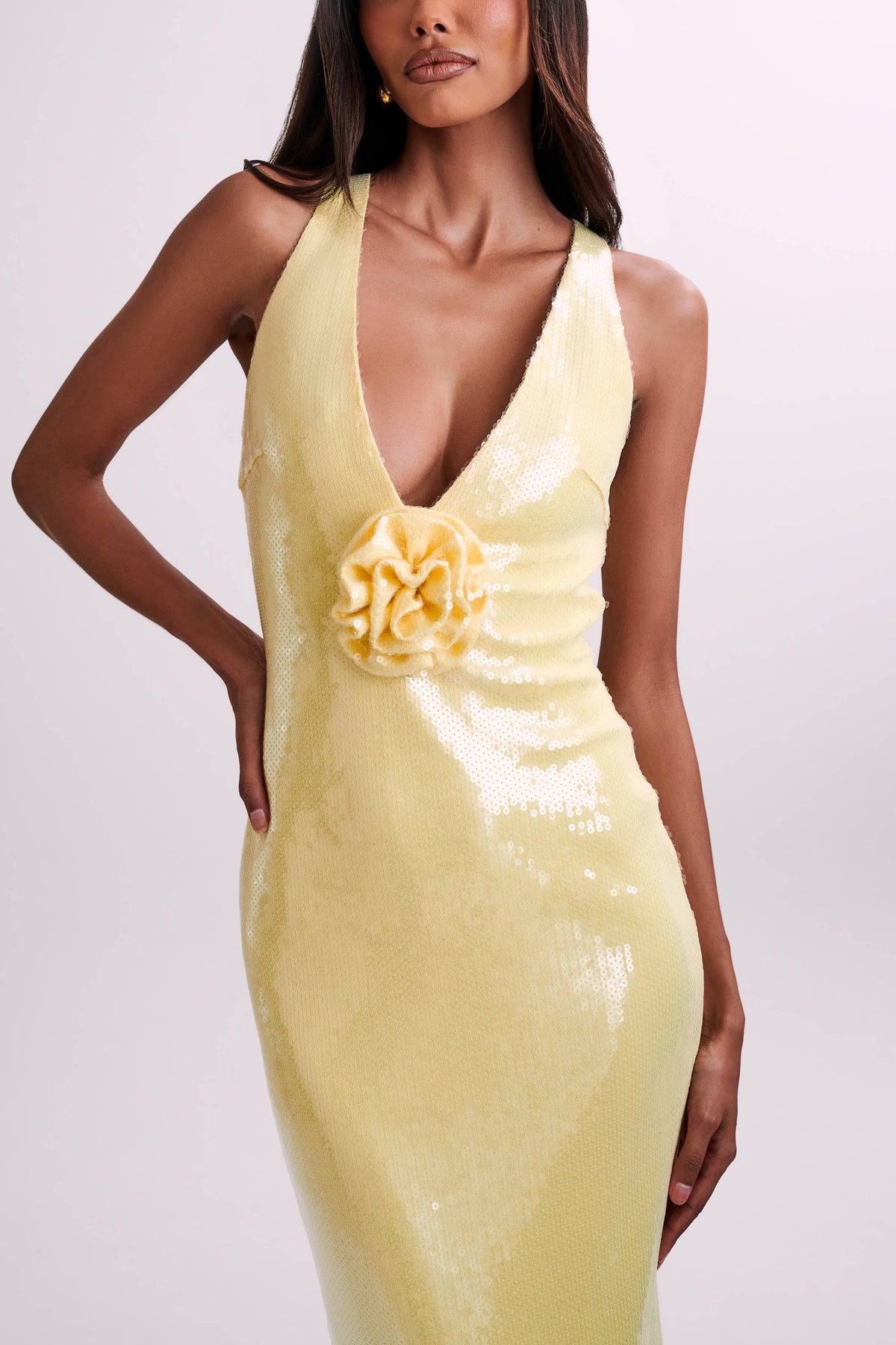 Eliza Rose Sequin Maxi Dress - Lemon #4