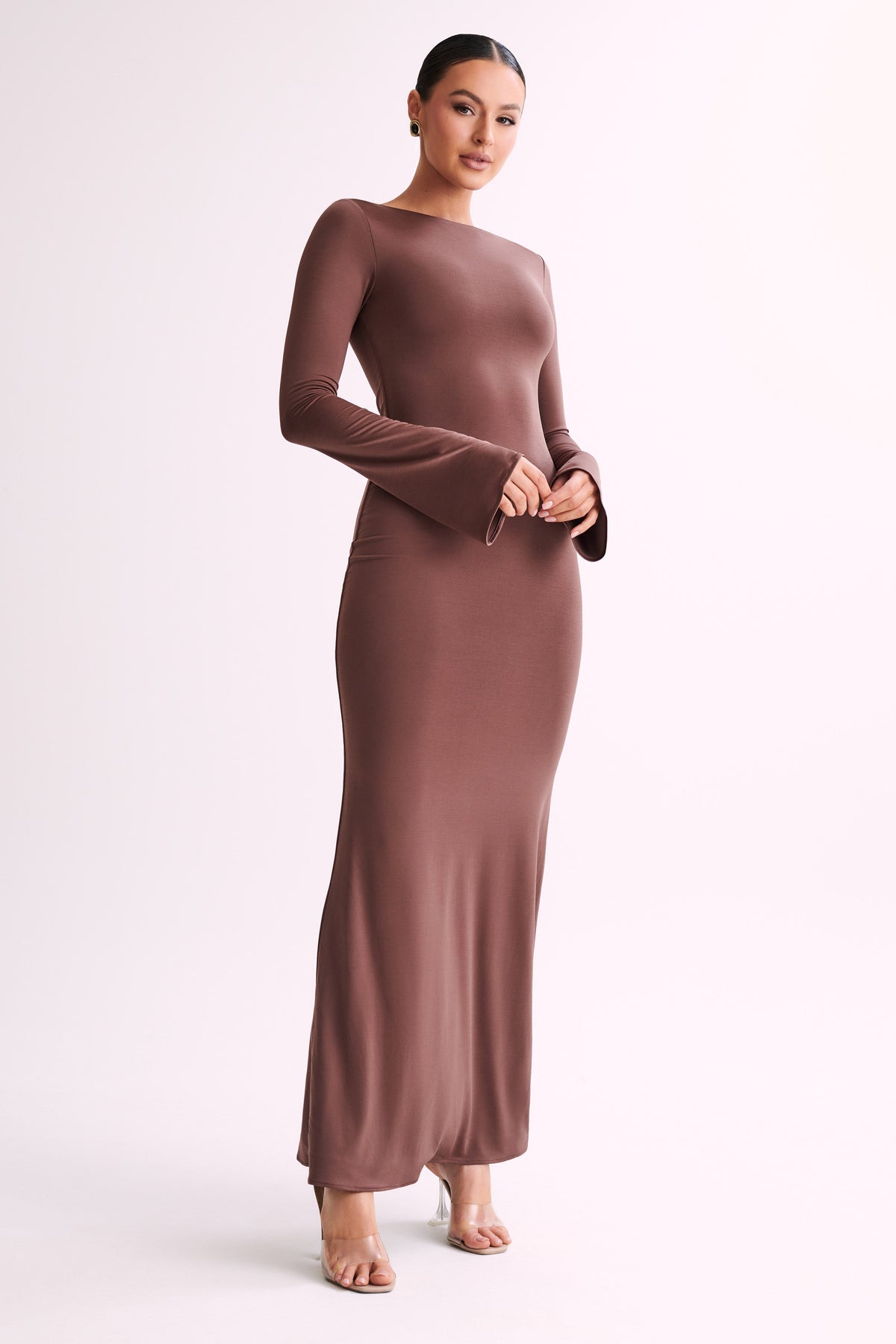 Tarna Slinky Fishtail Maxi Dress - Mocha #5