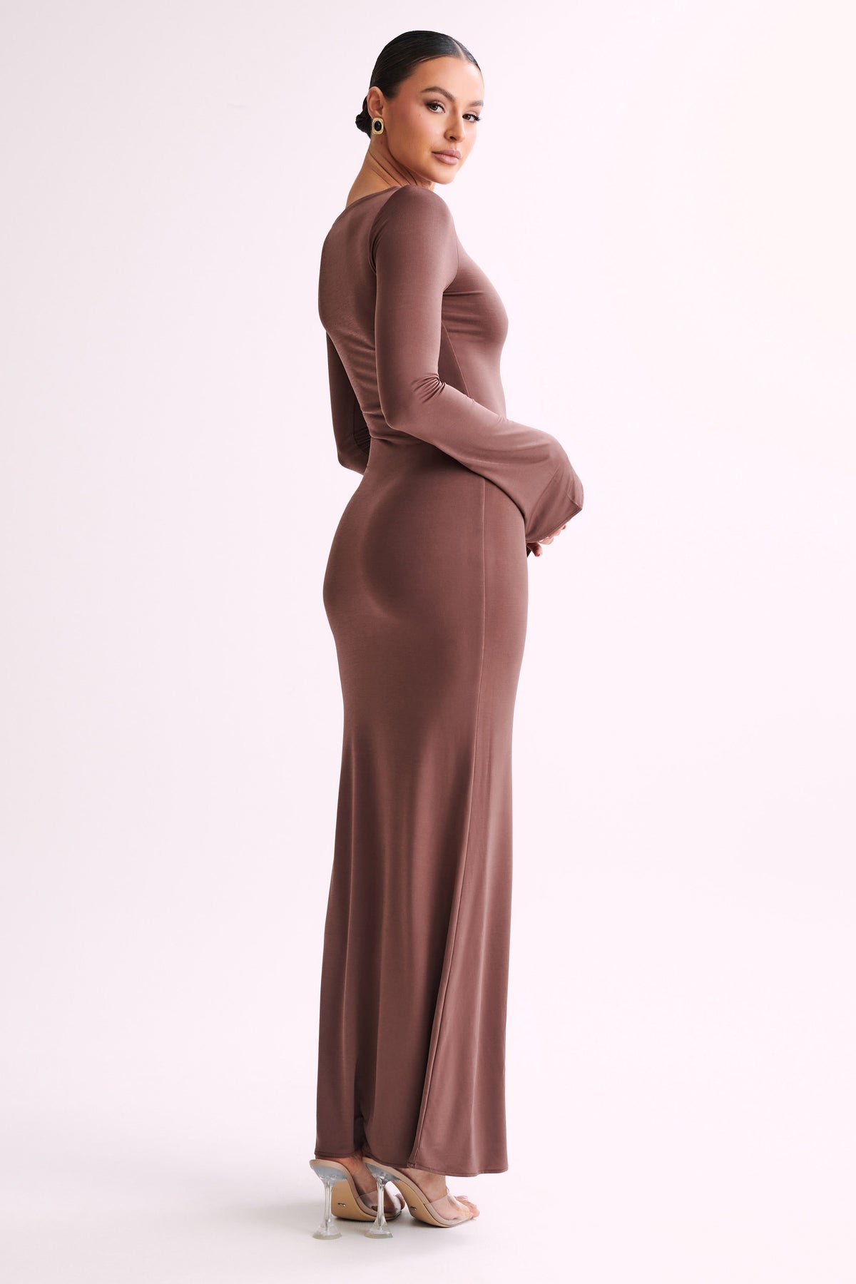 Tarna Slinky Fishtail Maxi Dress - Mocha #7