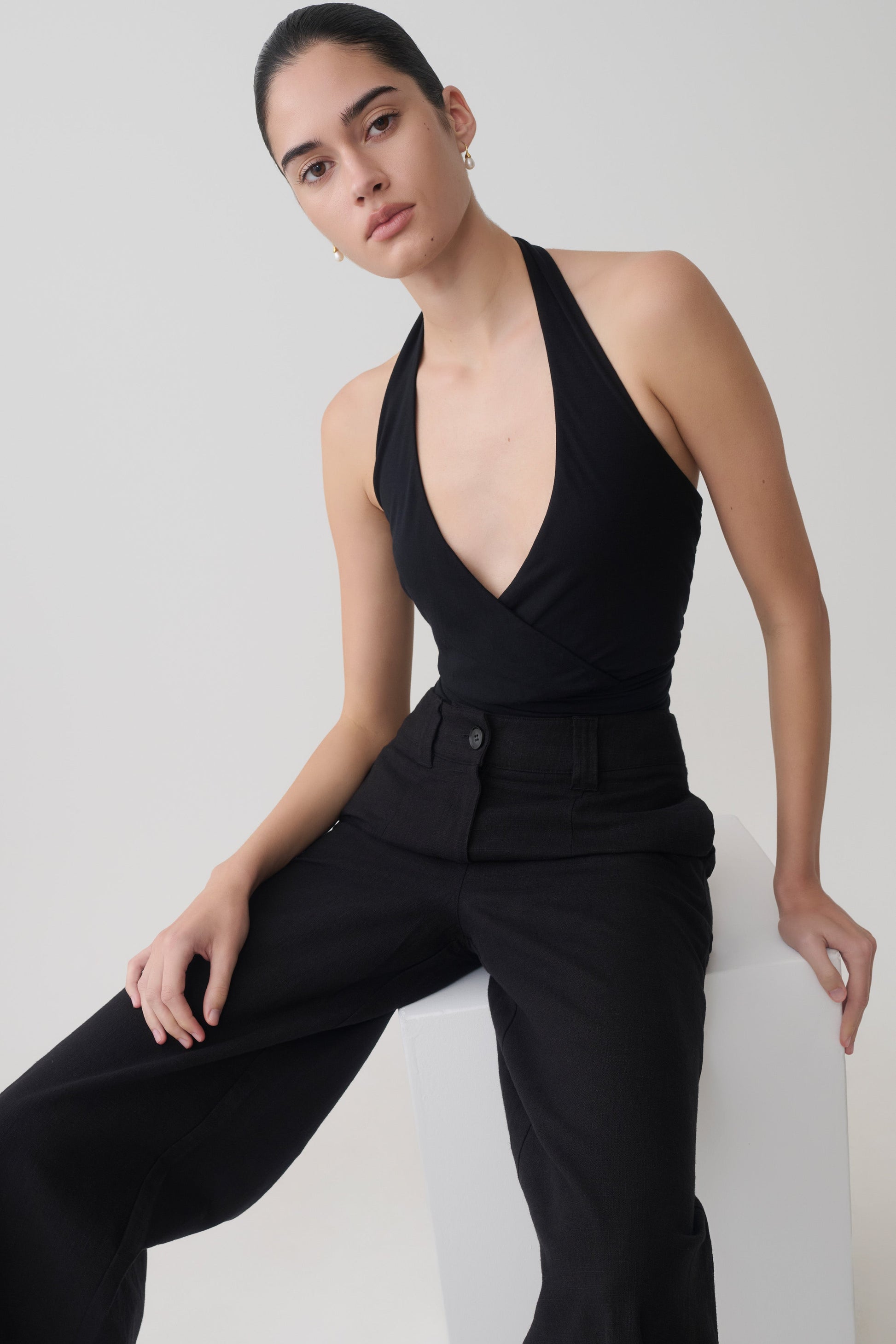 Jina Draped Halter Top - Black #8