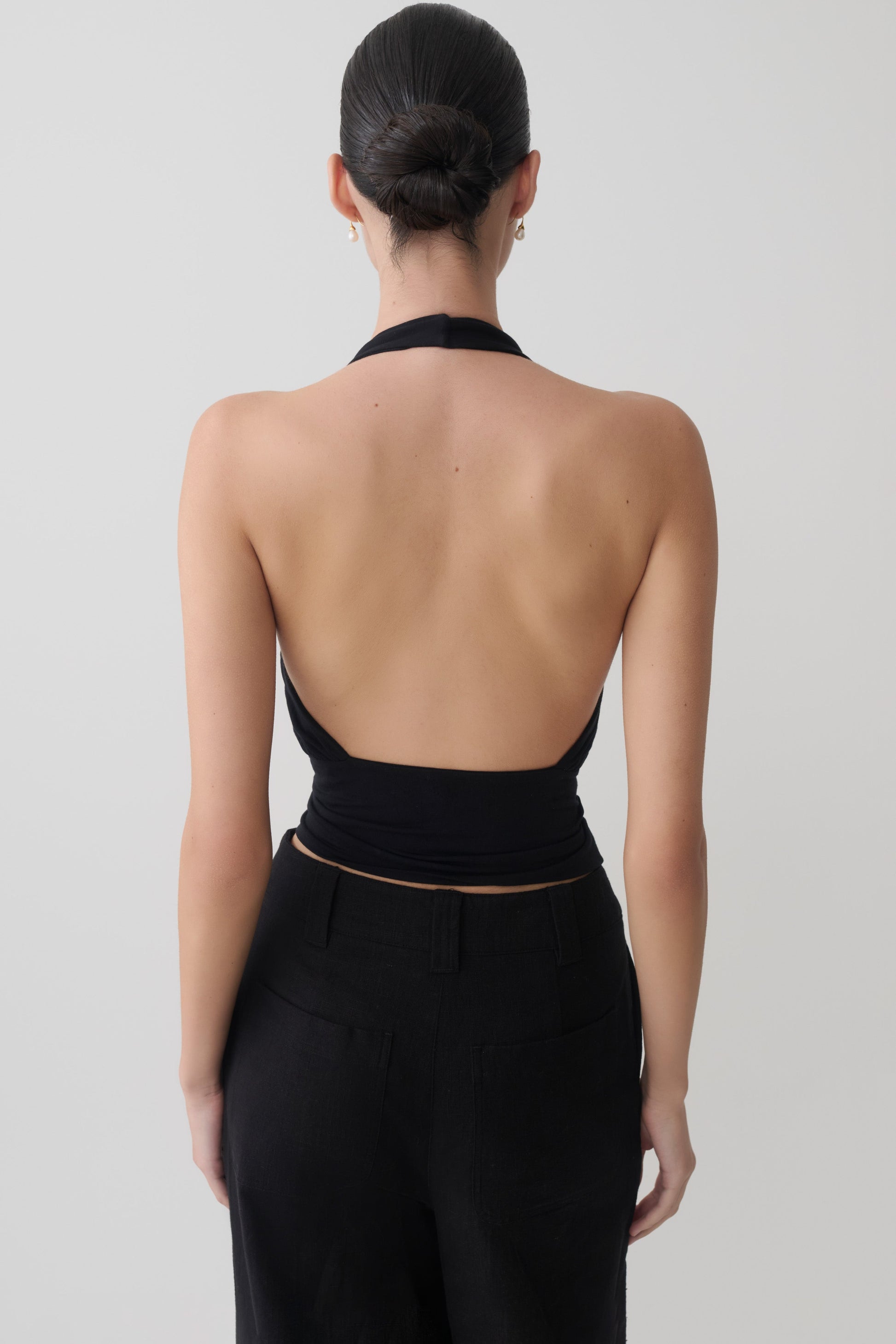 Jina Draped Halter Top - Black #2