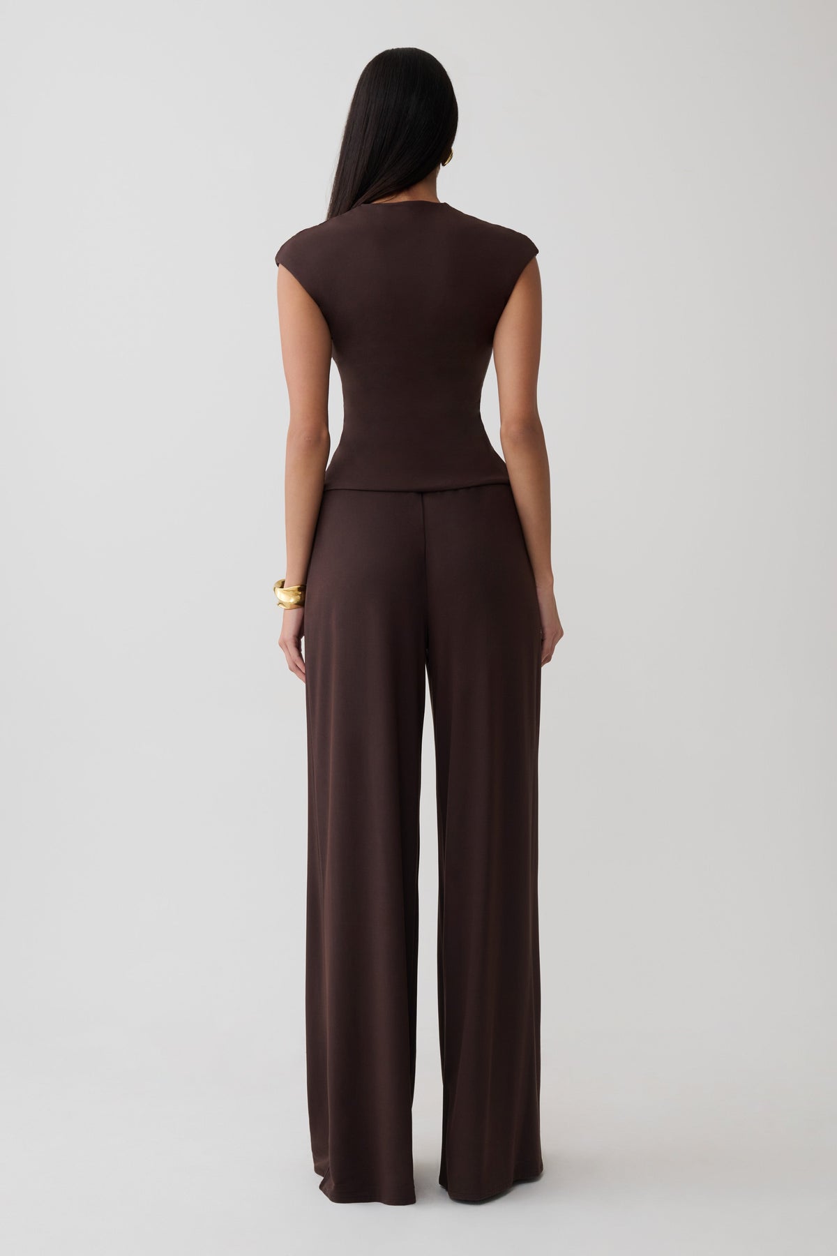 Chai Peached Jersey High Neck Top - Chocolate #7