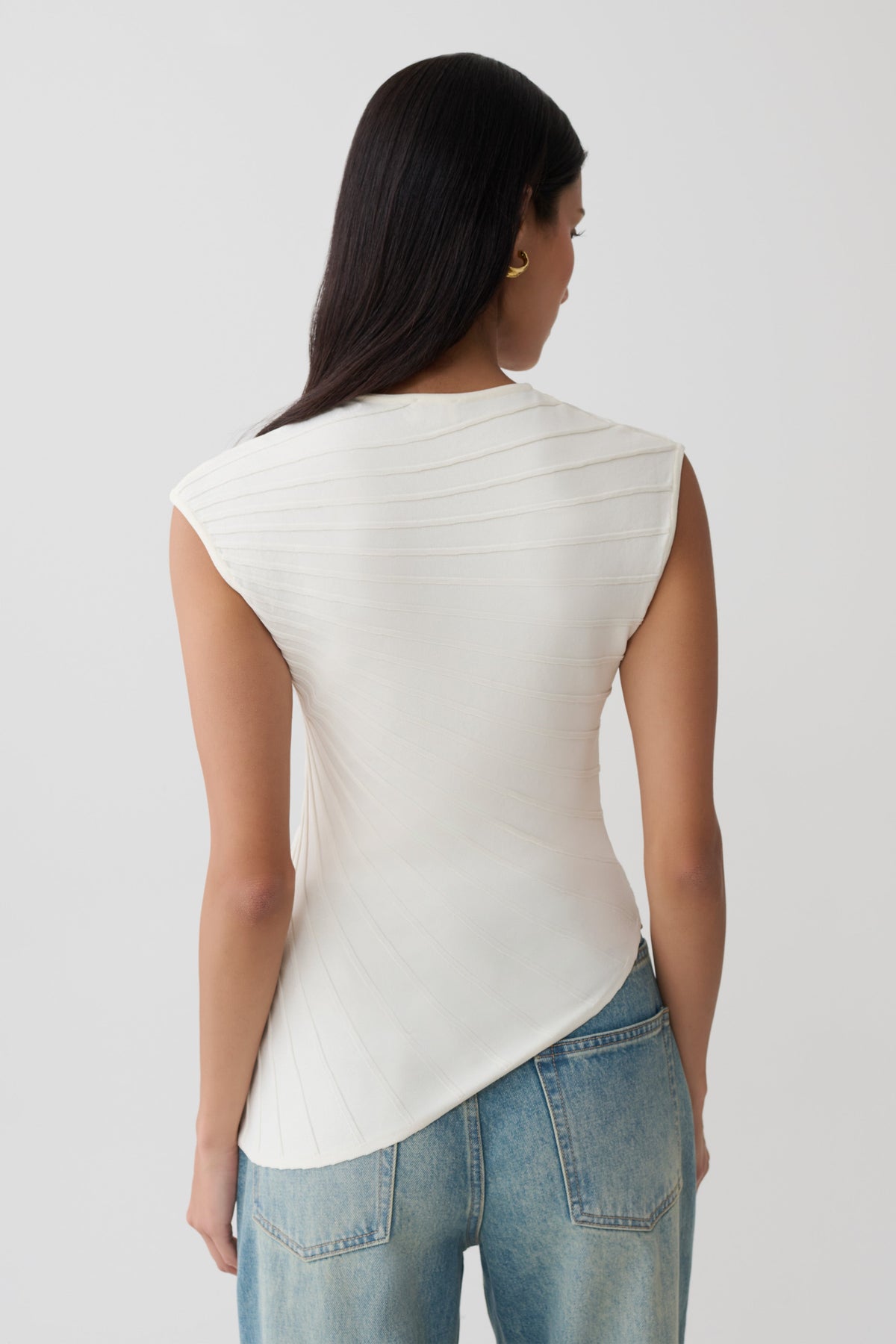 Marylee Knit Ribbed Sleeveless Top - Ivory #2