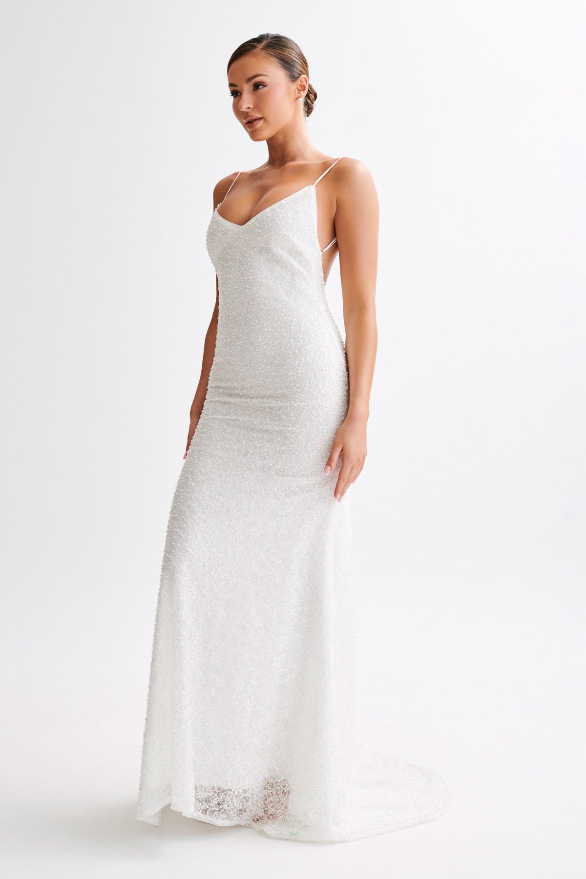 Catalina Pearl Beaded Wedding Gown - White #5