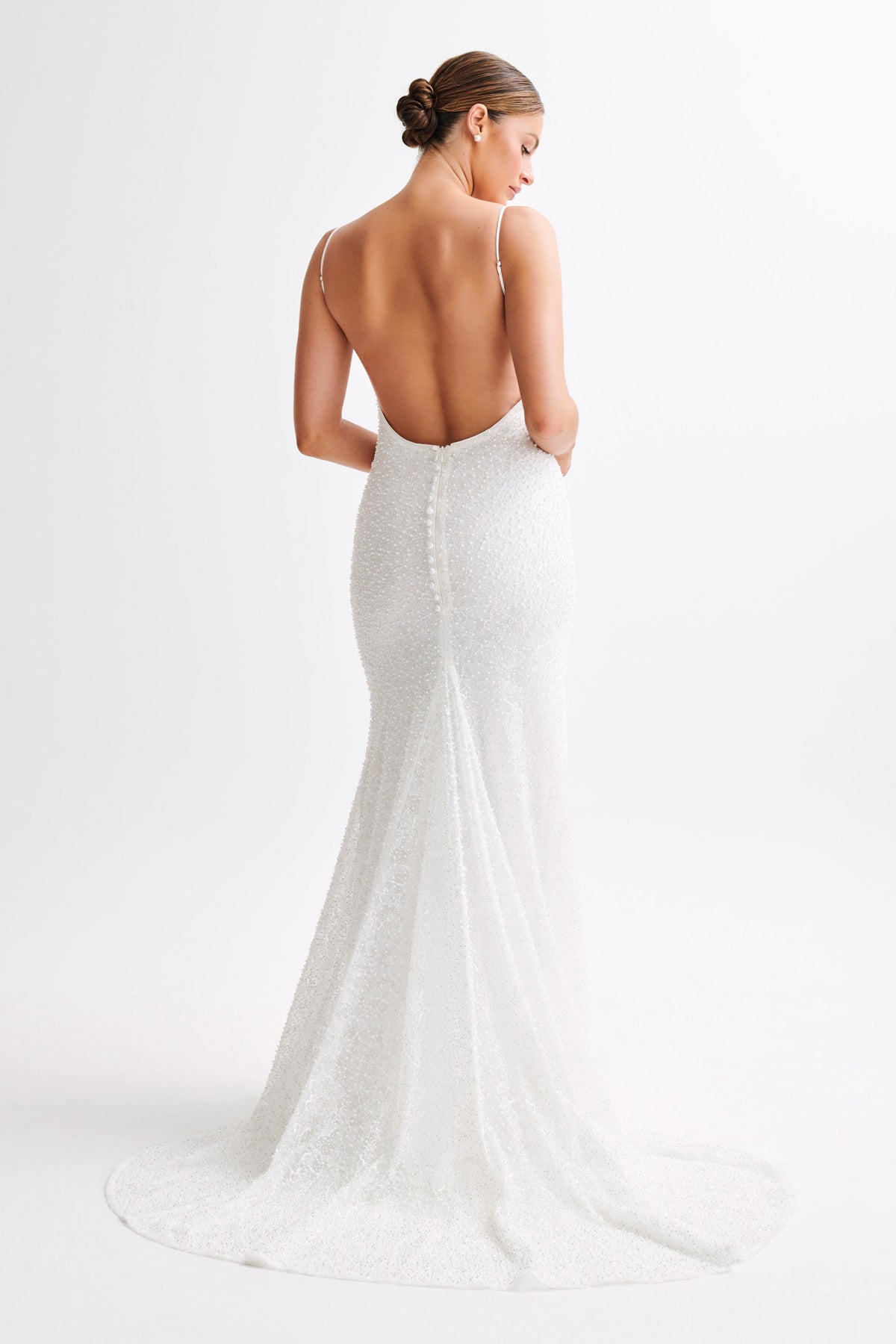 Catalina Pearl Beaded Wedding Gown - White #4