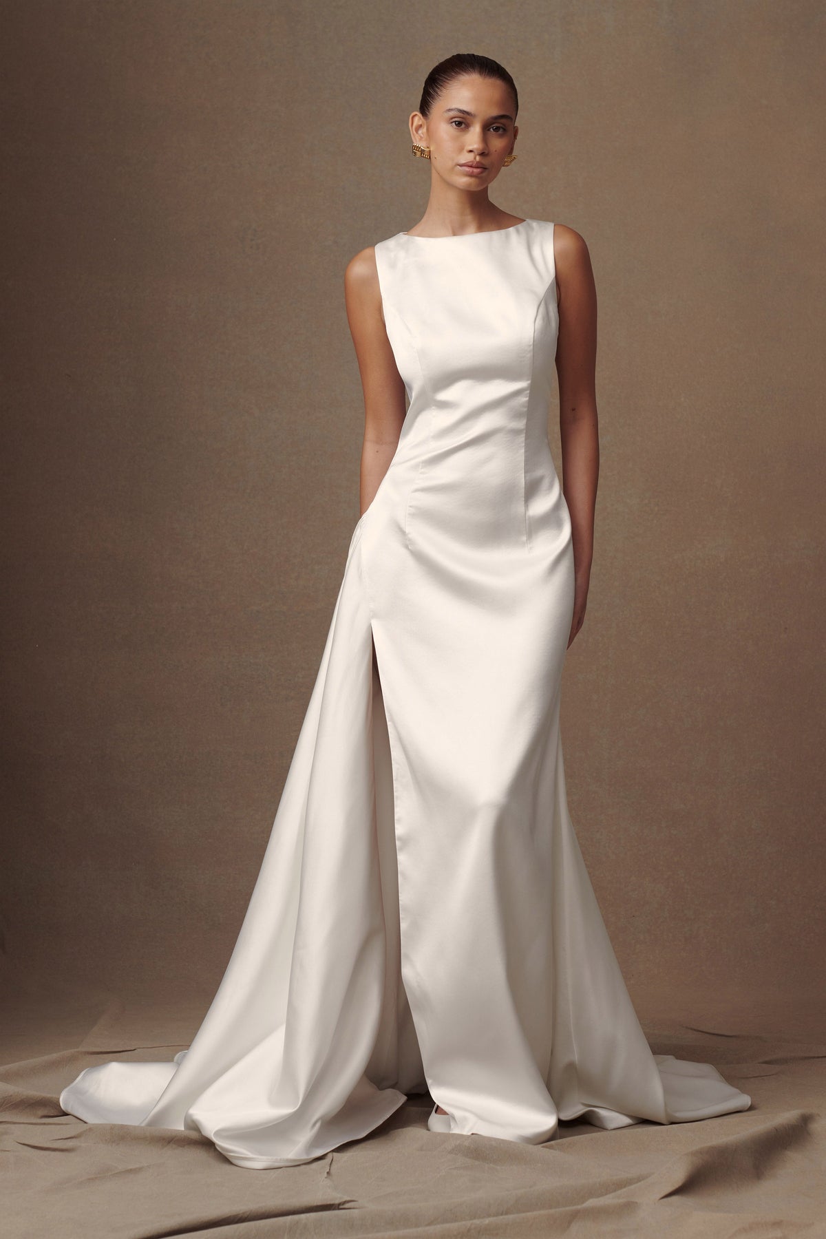 Fontanne Satin Wedding Gown - White #6