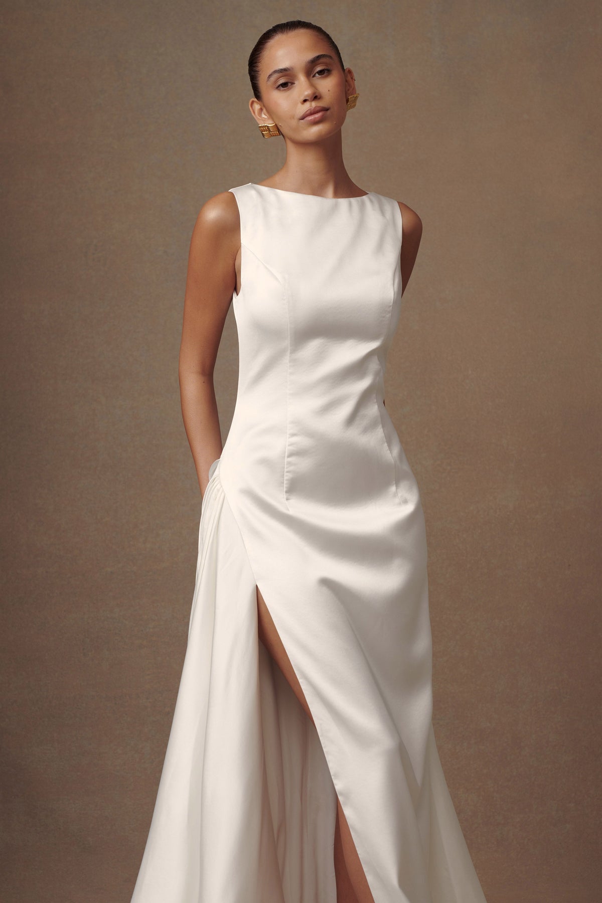 Fontanne Satin Wedding Gown - White #7