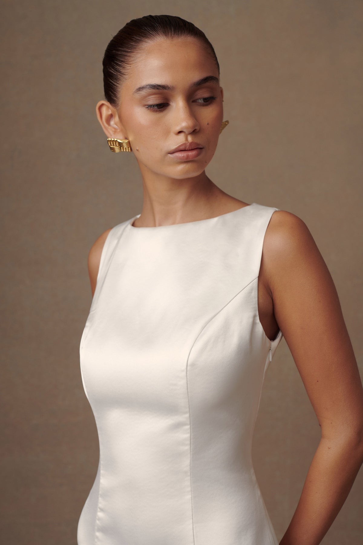 Fontanne Satin Wedding Gown - White #9