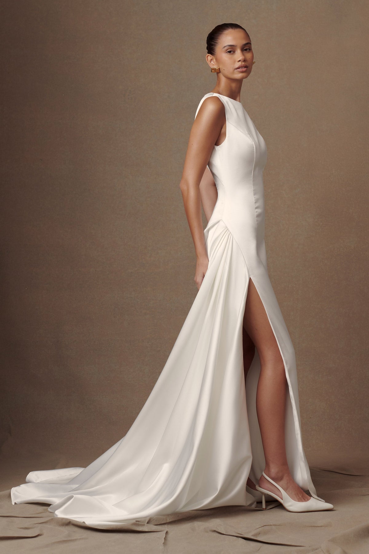 Fontanne Satin Wedding Gown - White #5