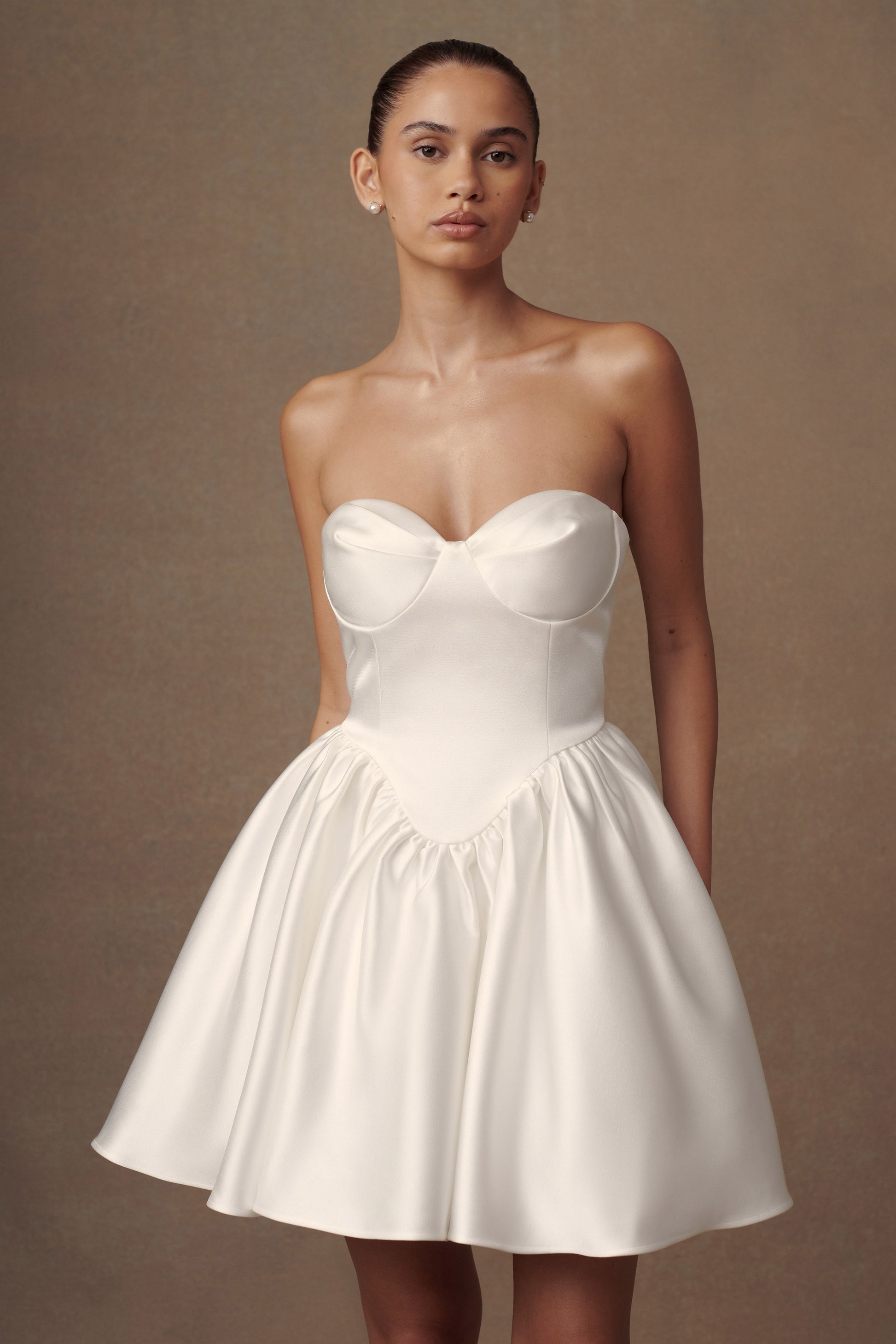 Hollie Structured Corset Mini Dress - White #5