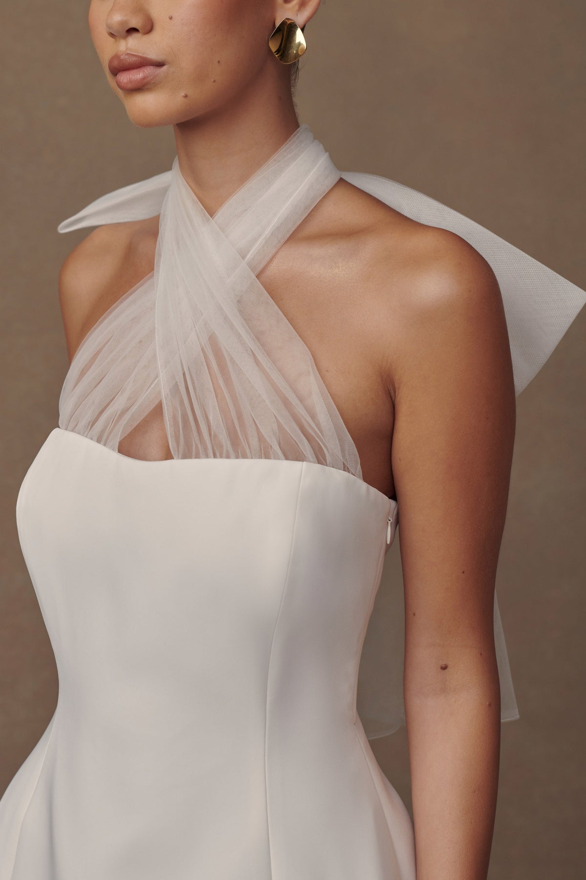 Maryam Tulle Bow Mini Dress - White #6