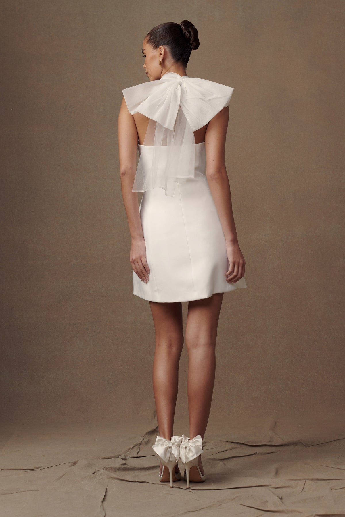 Maryam Tulle Bow Mini Dress - White #9