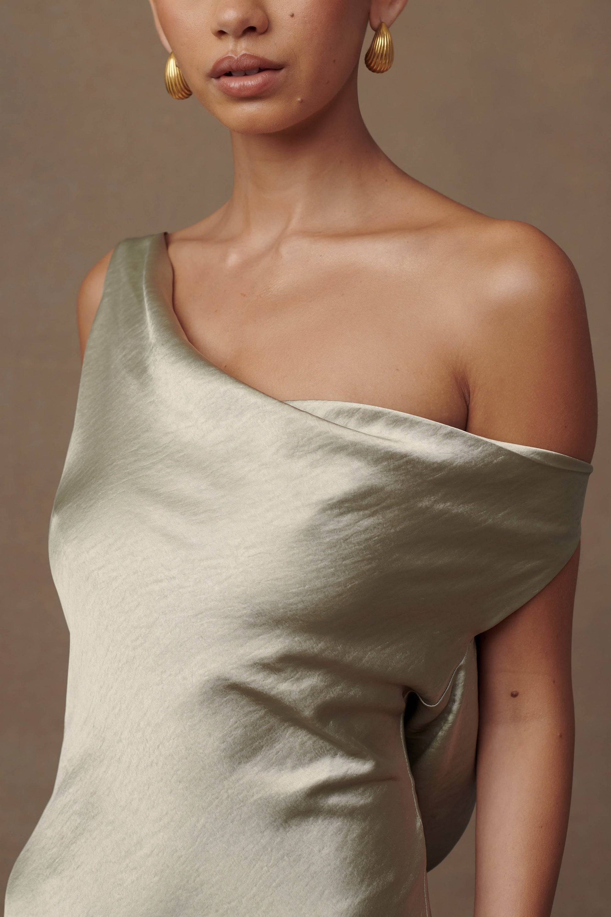 Yvette Slip Maxi Dress With Asymmetrical Hem - Sage #10
