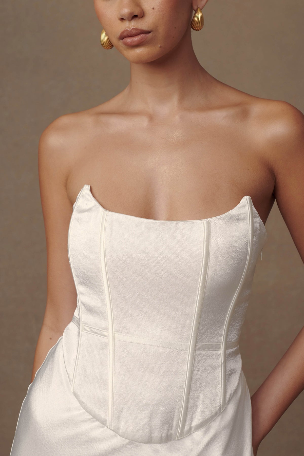 Harlow Satin Strapless Maxi Dress - Ivory #2