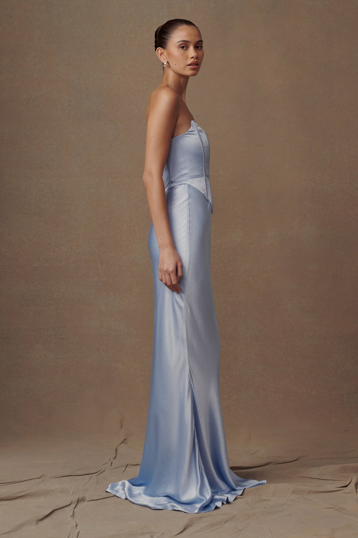 Harlow Satin Strapless Maxi Dress - Cornflower Blue #4