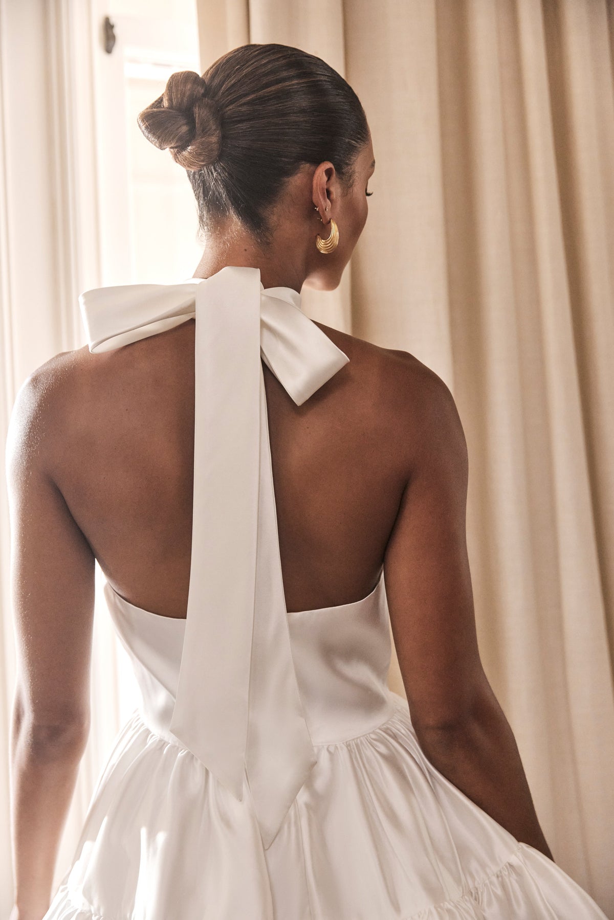 Dorota Satin Halter Mini Dress - White #11